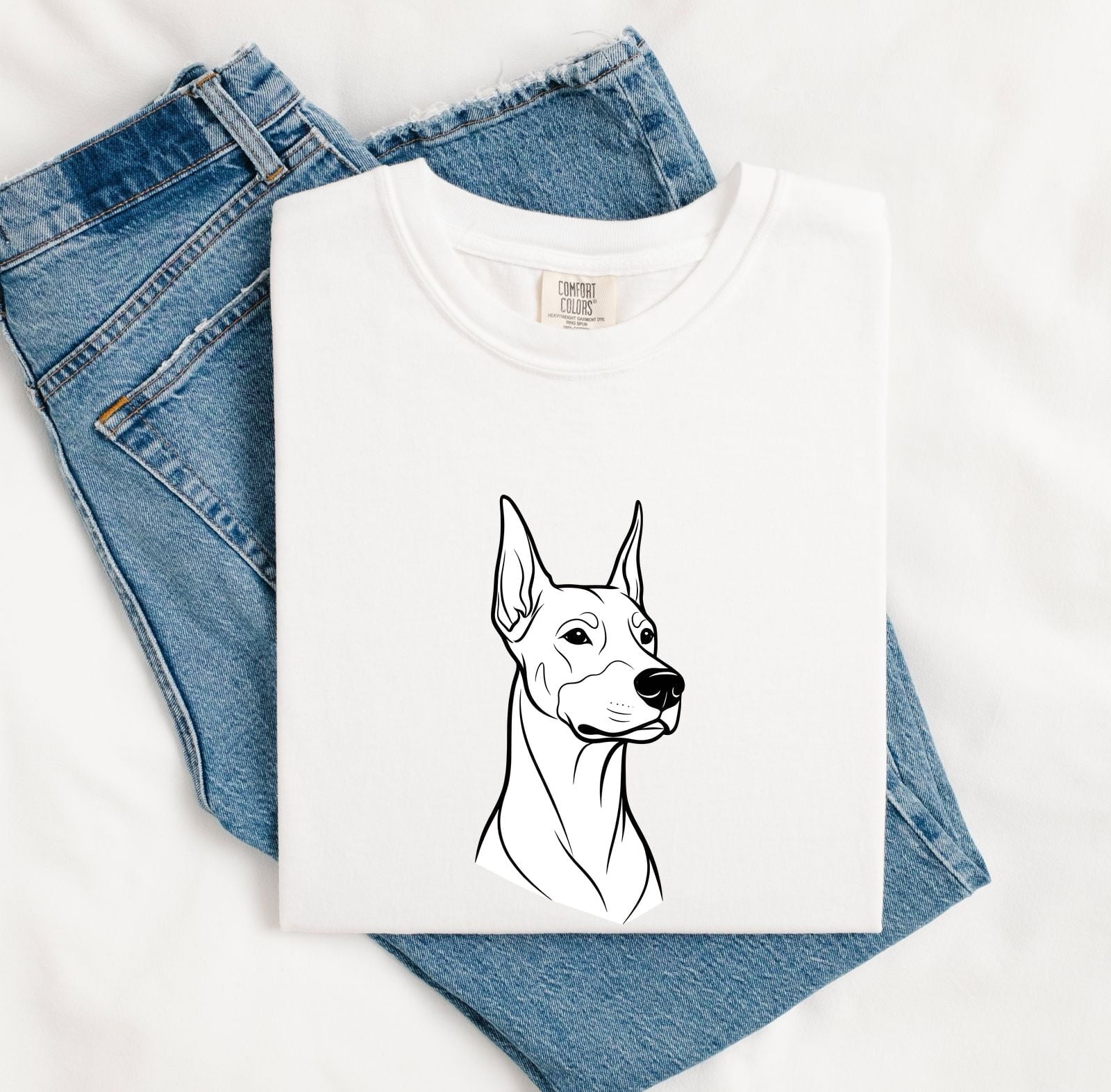 Doberman Dog Shirt Dog Pet Gift Women Line Art Tee Dobermann T-Shirt Dog Owner Dog Fan Illustration Graphic Tshirt Minimal Portrait Tshirt