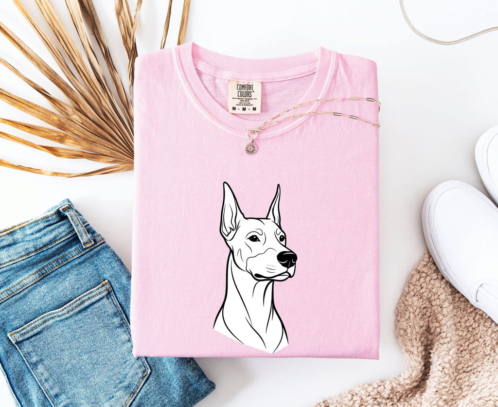 Doberman Dog Shirt Dog Pet Gift Women Line Art Tee Dobermann T-Shirt Dog Owner Dog Fan Illustration Graphic Tshirt Minimal Portrait Tshirt