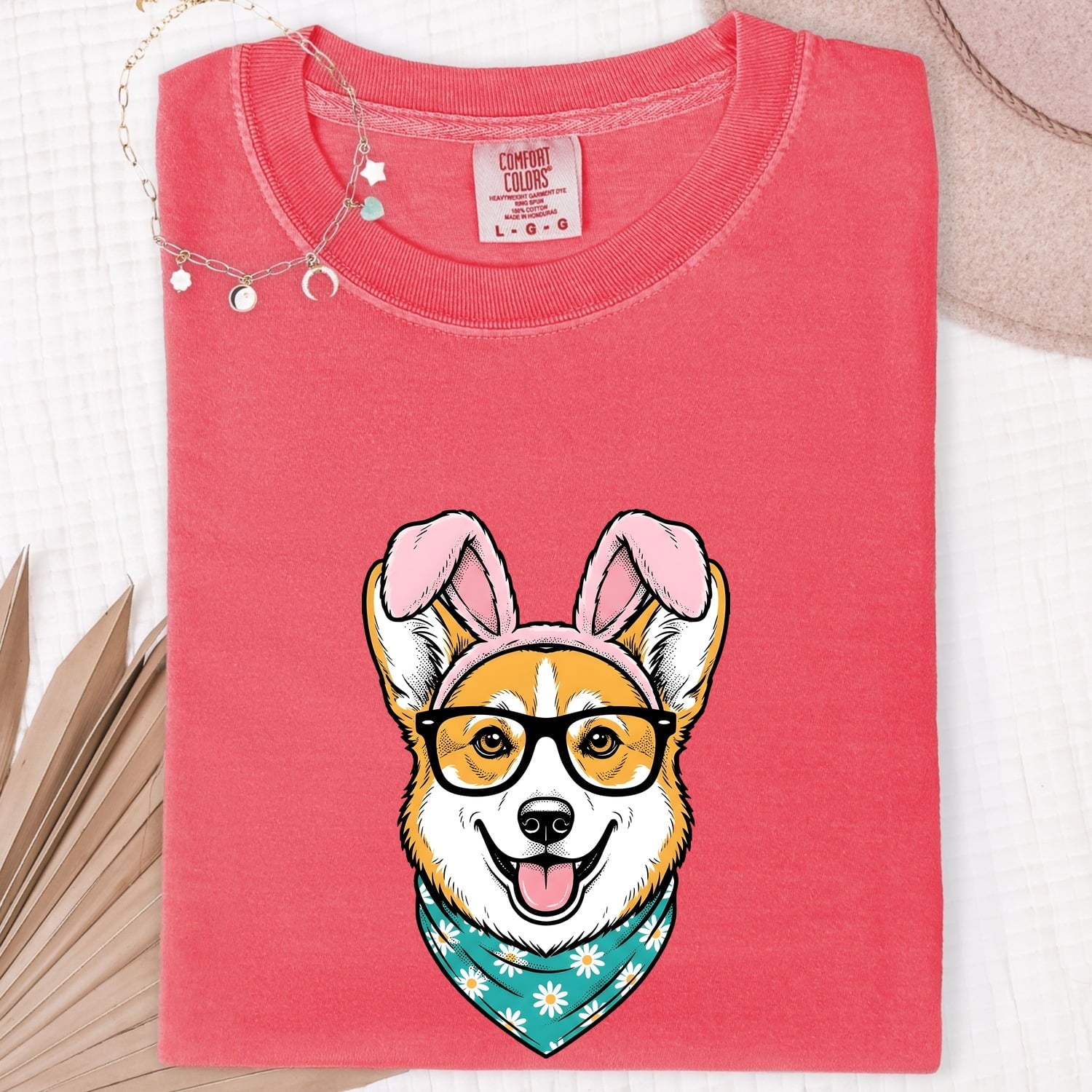 Corgi Puppy Shirt Easter Pet Gift Women Comic Tee Puppy T-Shirt Easter Fan Corgi Tshirt Animal Graphic Sketch Rabbit Ears Tshirt