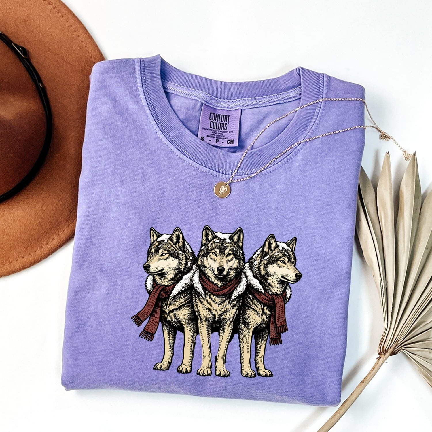 Wolf Group Shirt Christmas Pet Gift Women Line Art Tee Wolf Pack T-Shirt Xmas Fan Animal Graphic Holiday Tshirt