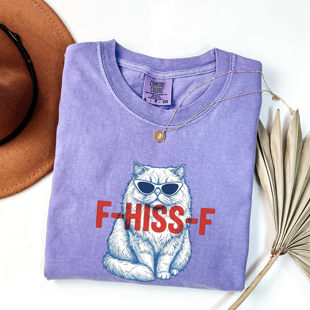 Cat Shades Shirt Cat Humor Gift Women Hand Drawn Tee Sunglasses T-Shirt Kitty Fan Illustrated Tshirt Funny Graphic Retro Large Font Tshirt