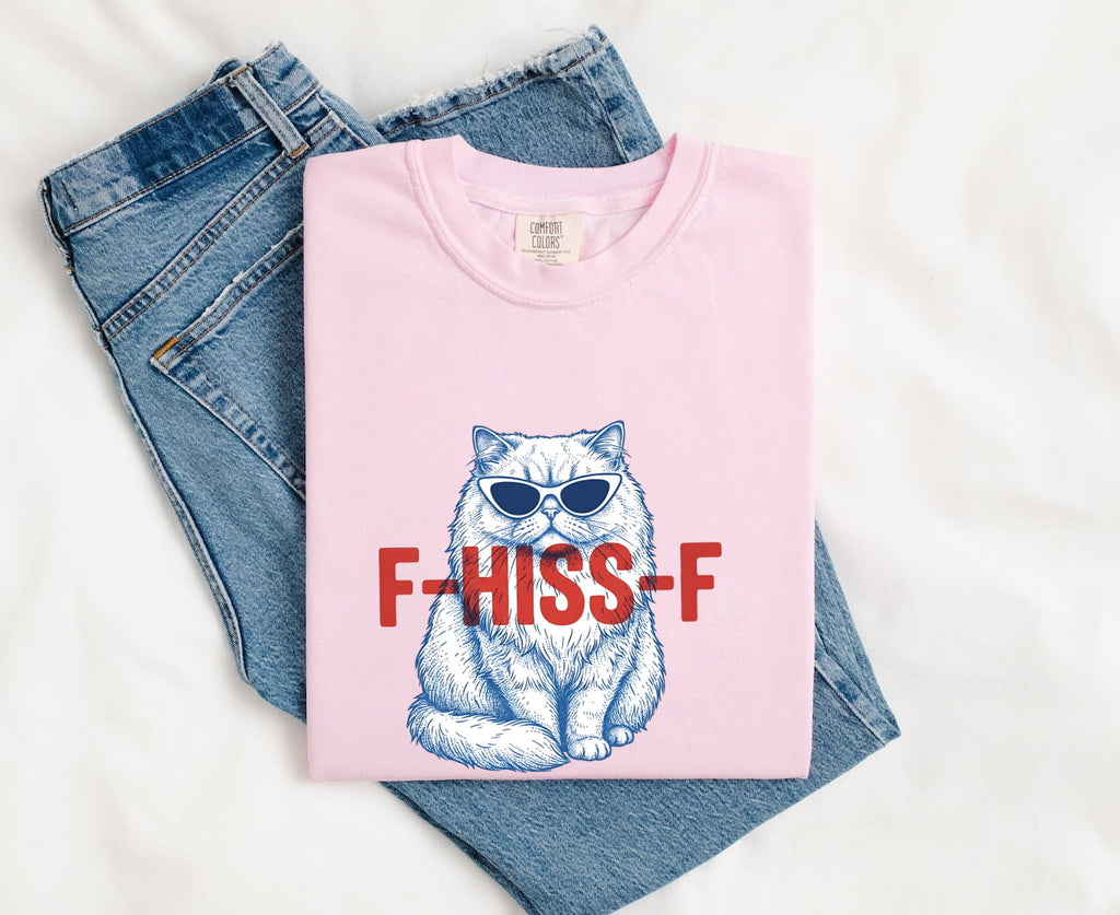 Cat Shades Shirt Cat Humor Gift Women Hand Drawn Tee Sunglasses T-Shirt Kitty Fan Illustrated Tshirt Funny Graphic Retro Large Font Tshirt