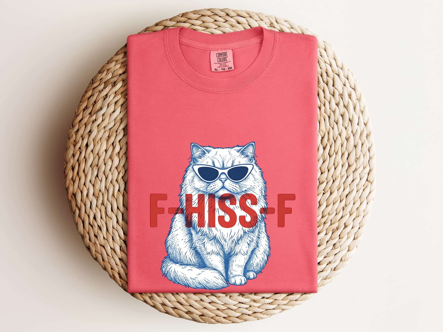 Cat Shades Shirt Cat Humor Gift Women Hand Drawn Tee Sunglasses T-Shirt Kitty Fan Illustrated Tshirt Funny Graphic Retro Large Font Tshirt