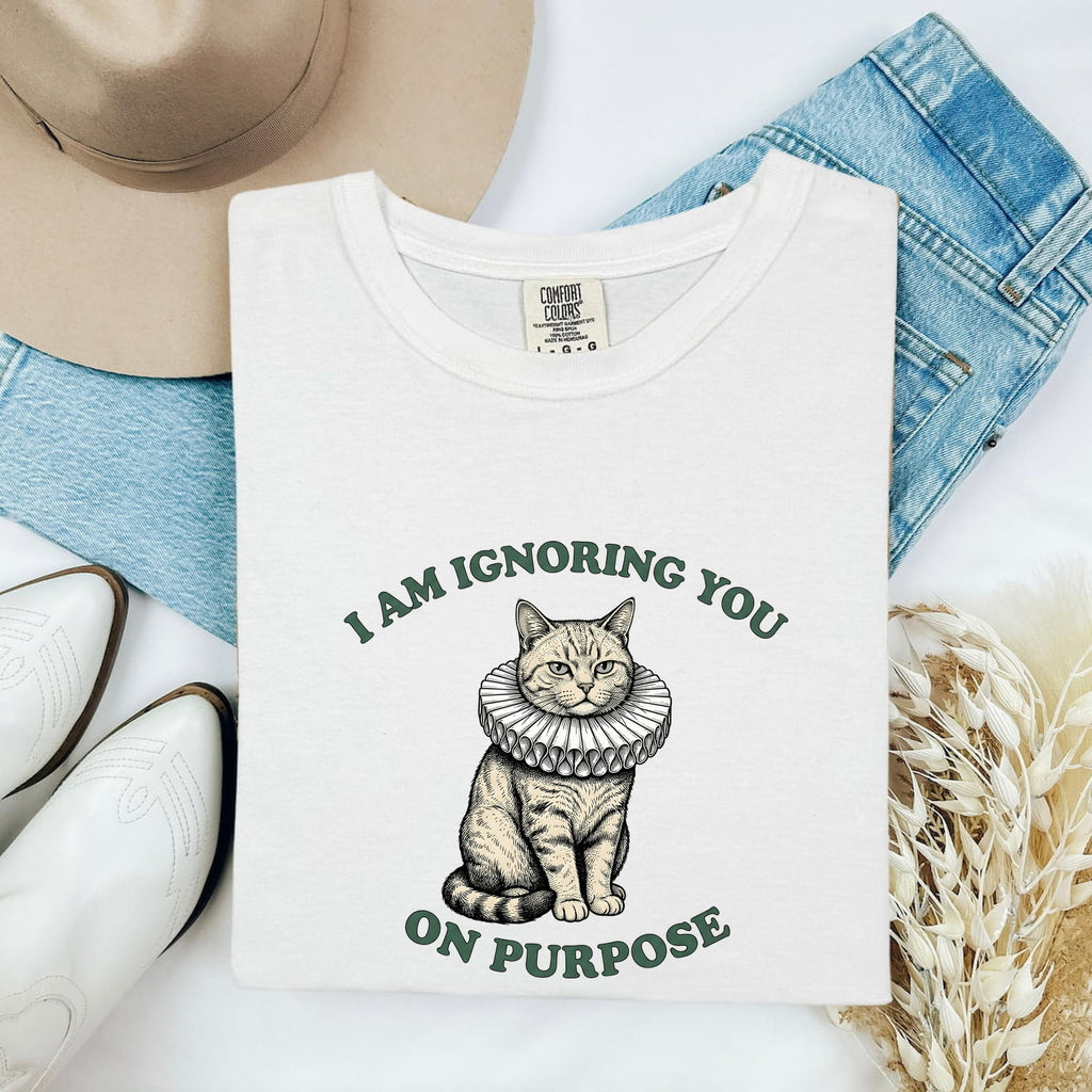 Cat Elizabethan Collar Shirt Funny Pet Gift Women Retro Tee E Collar T-Shirt Humor Fan Vintage Tshirt Animal Graphic Sketch Kitten Tshirt