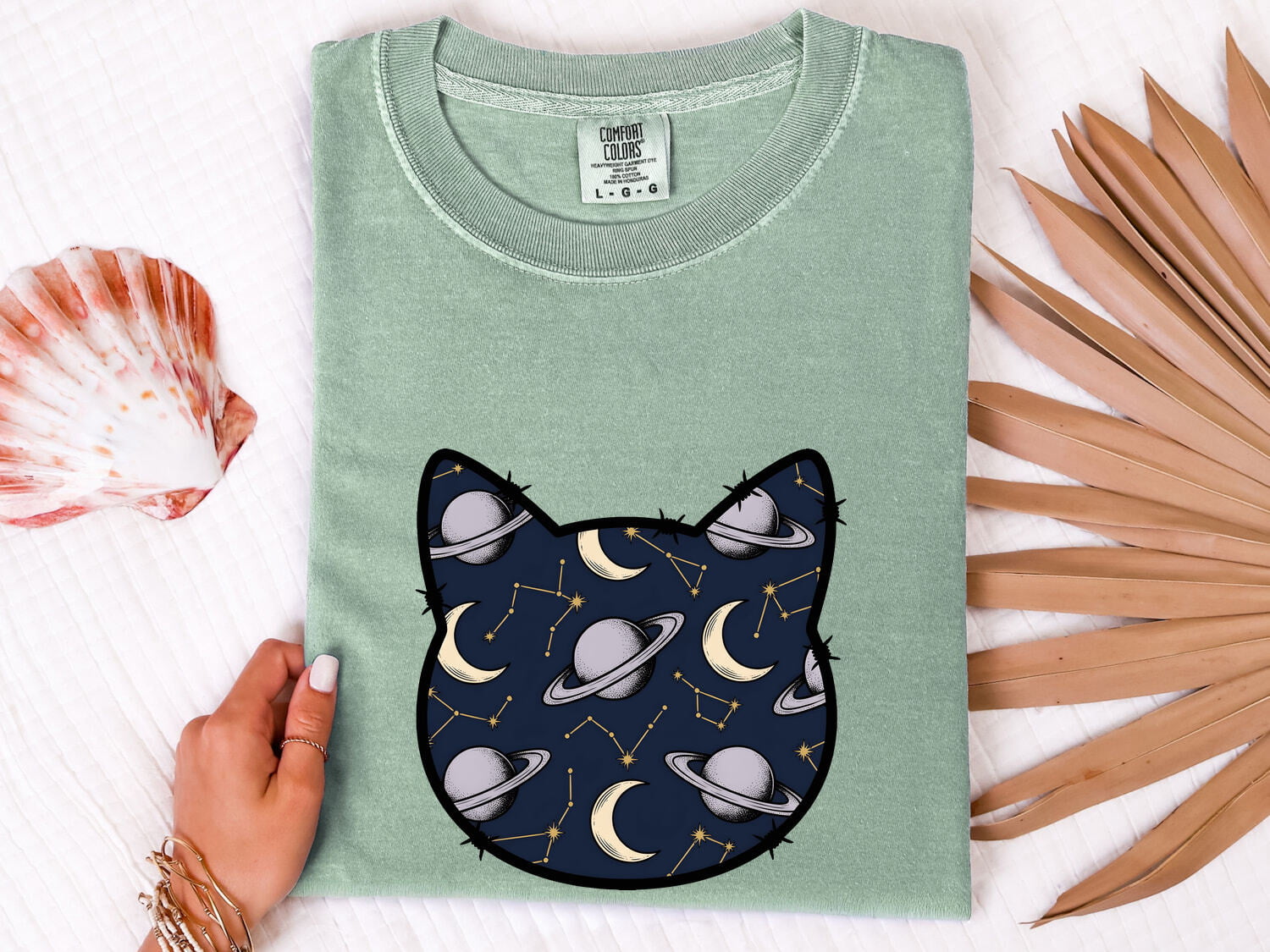 Cat Head Space Pattern Shirt Astrology Zodiac Gift Women Celestial Tee Kitty Face T-Shirt Horoscope Enthusiast Galaxy Tshirt Star Sign
