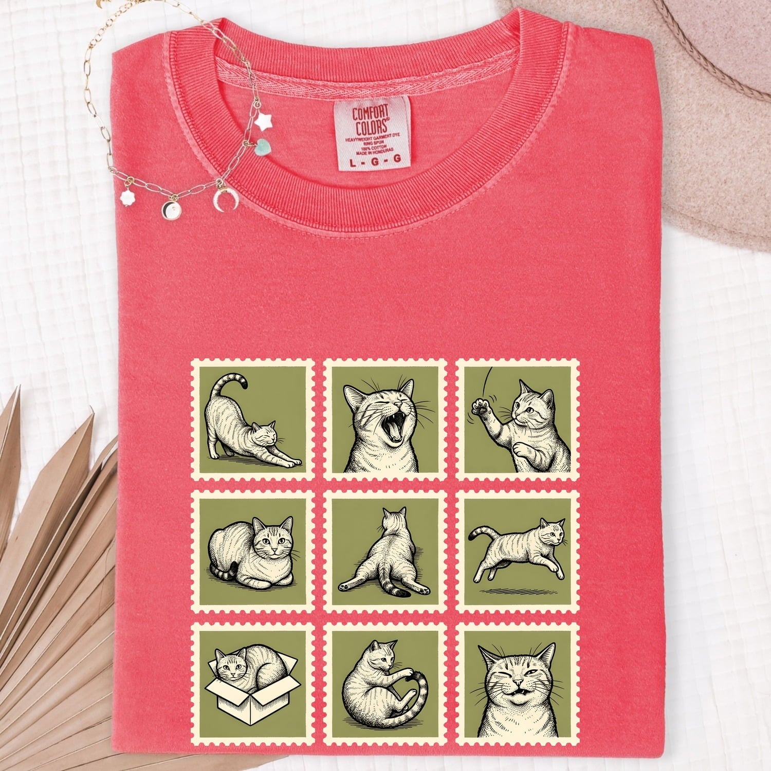 Cat Postage Shirt Cat Pet Gift Women Doodle Tee Stamp T-Shirt Cat Fan Feline Tshirt Animal Graphic Minimalist Crate Tshirt
