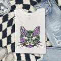 Cat Flower Shirt Animals & Flowers Outdoors Gift Women Floral Tee Kitty T-Shirt Pet Fan Botanical Tshirt Nature Graphic Sketch Foliage