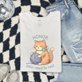 Cat Yarn Shirt Animals Self Care Gift Women Cute Tee Kitty T-Shirt Pet Fan Adorable Tshirt Mindfulness Graphic Hand Drawn Bow Tshirt