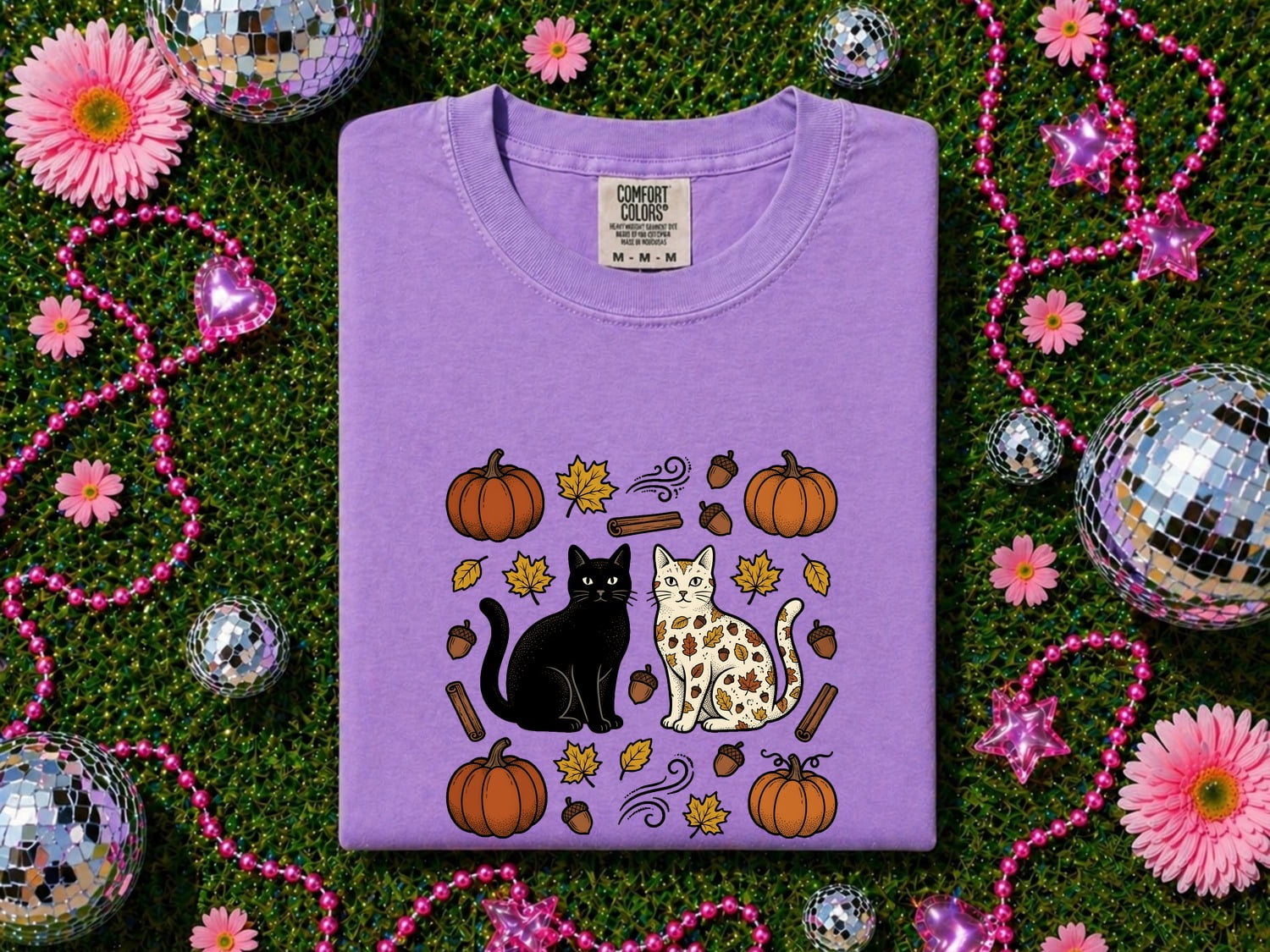 Fall Cats Shirt Cat Harvest Gift Women Retro Tee Kittens T-Shirt Cat Fan Feline Tshirt Autumn Graphic Sketch Gourds Tshirt