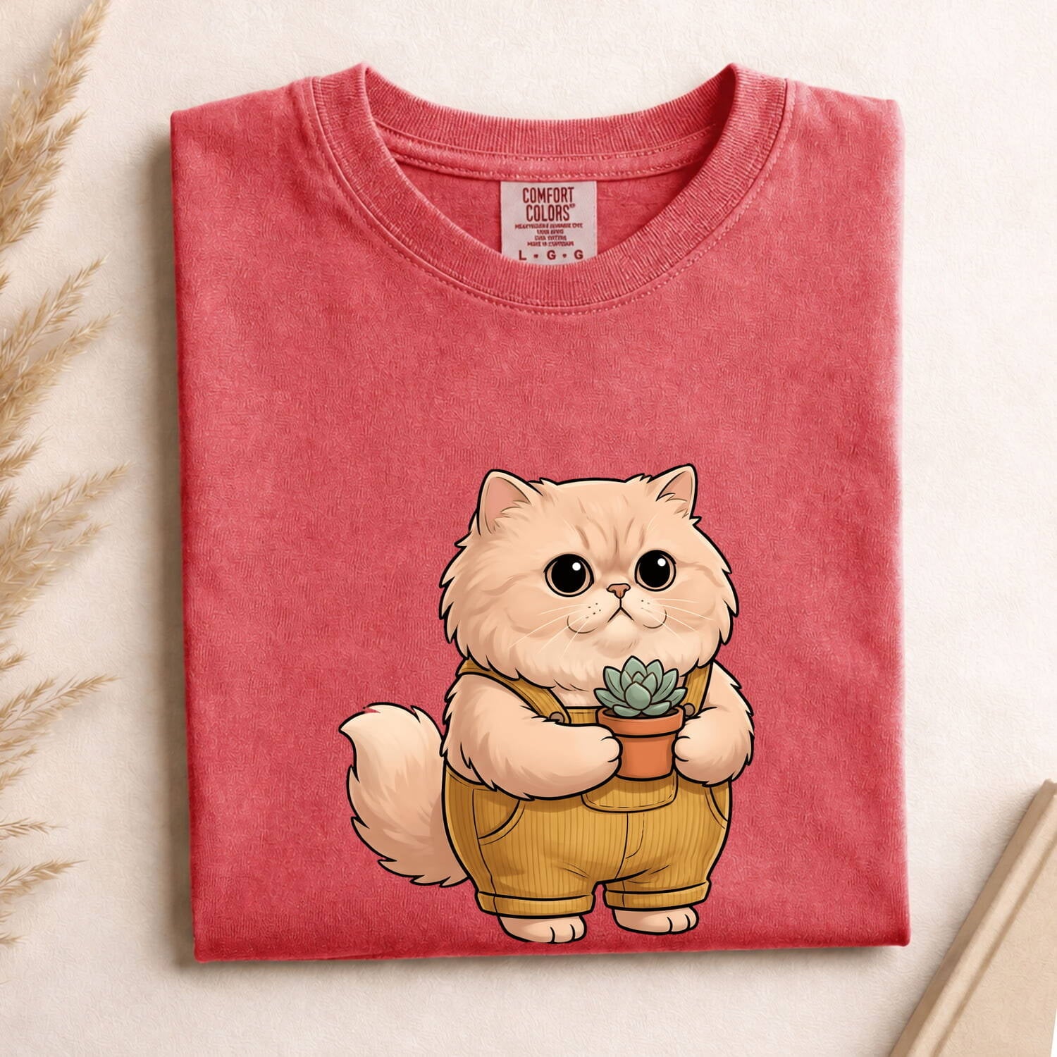 Fluffy Cat Shirt Cat Garden Gift Women Cute Tee Kitten T-Shirt Cat Fan Feline Tshirt Floral Graphic Cat Lady Comic Succulent Plant Tshirt