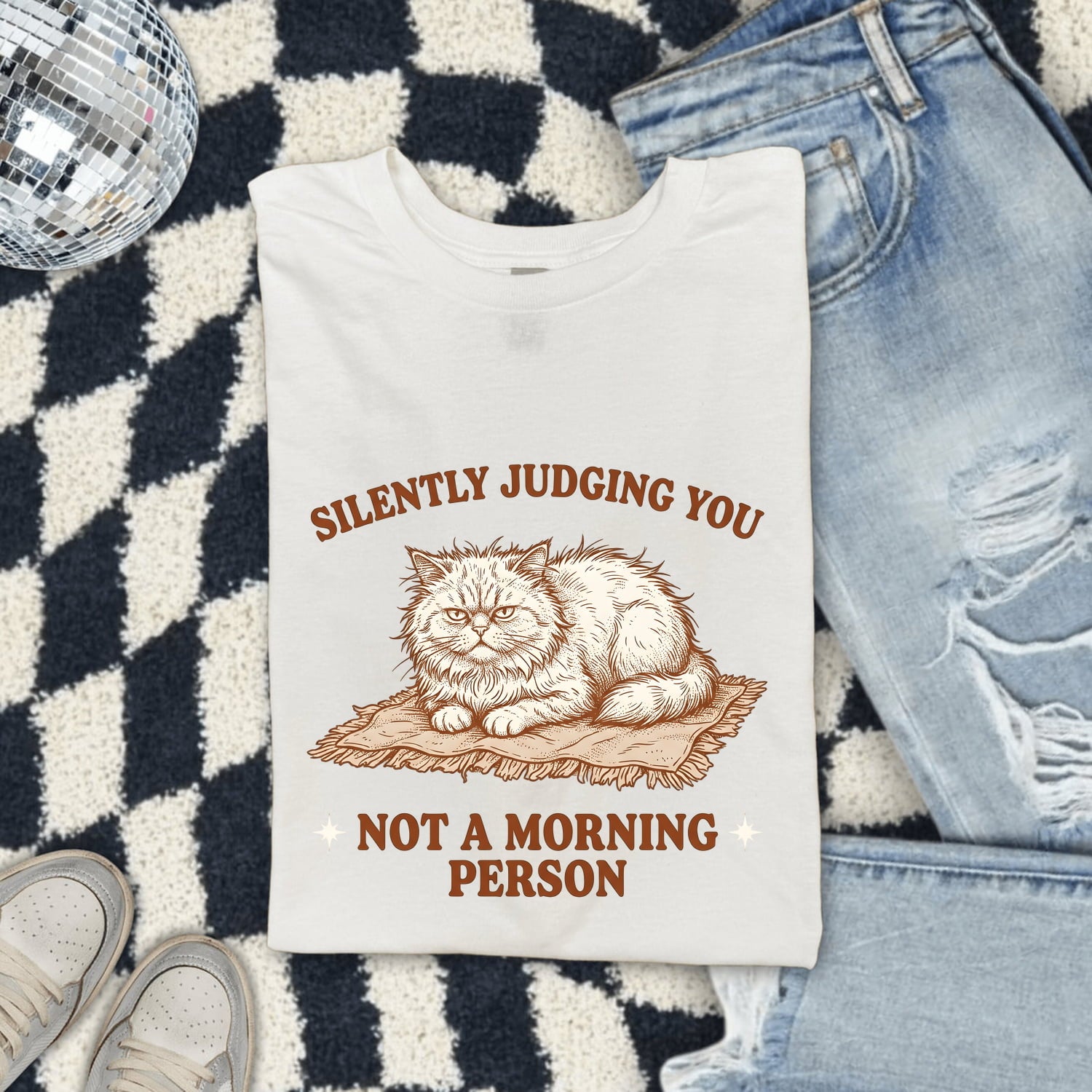 Grumpy Cat Shirt Cat Humor Gift Women Vintage Tee Kitty T-Shirt Feline Fan Retro Tshirt Funny Graphic Hand Drawn Blanket Tshirt
