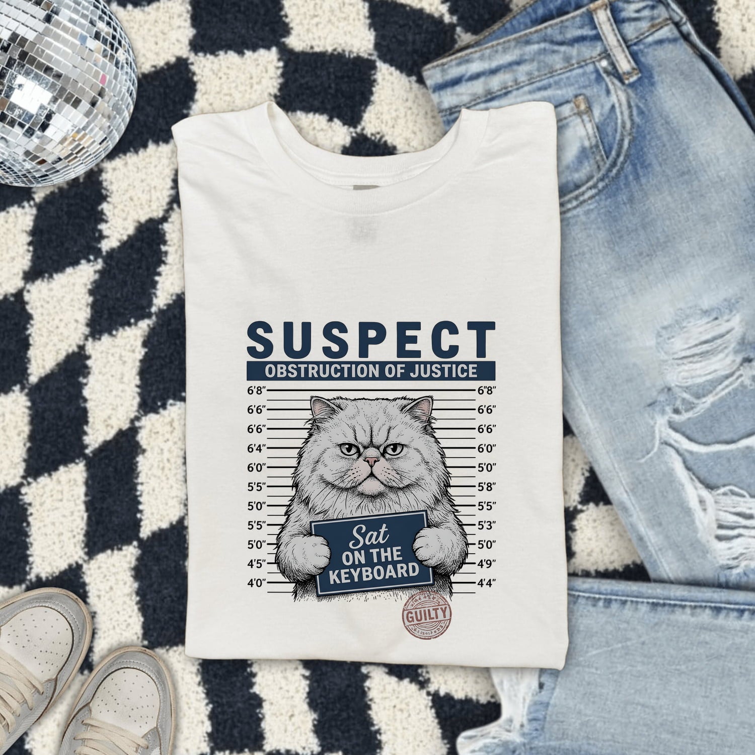 Grumpy Cat Mugshot Shirt Cat Humor Gift Women Hand Drawn Tee Mugshot T-Shirt Cat Fan Feline Tshirt Funny Graphic Vintage Police Lineup