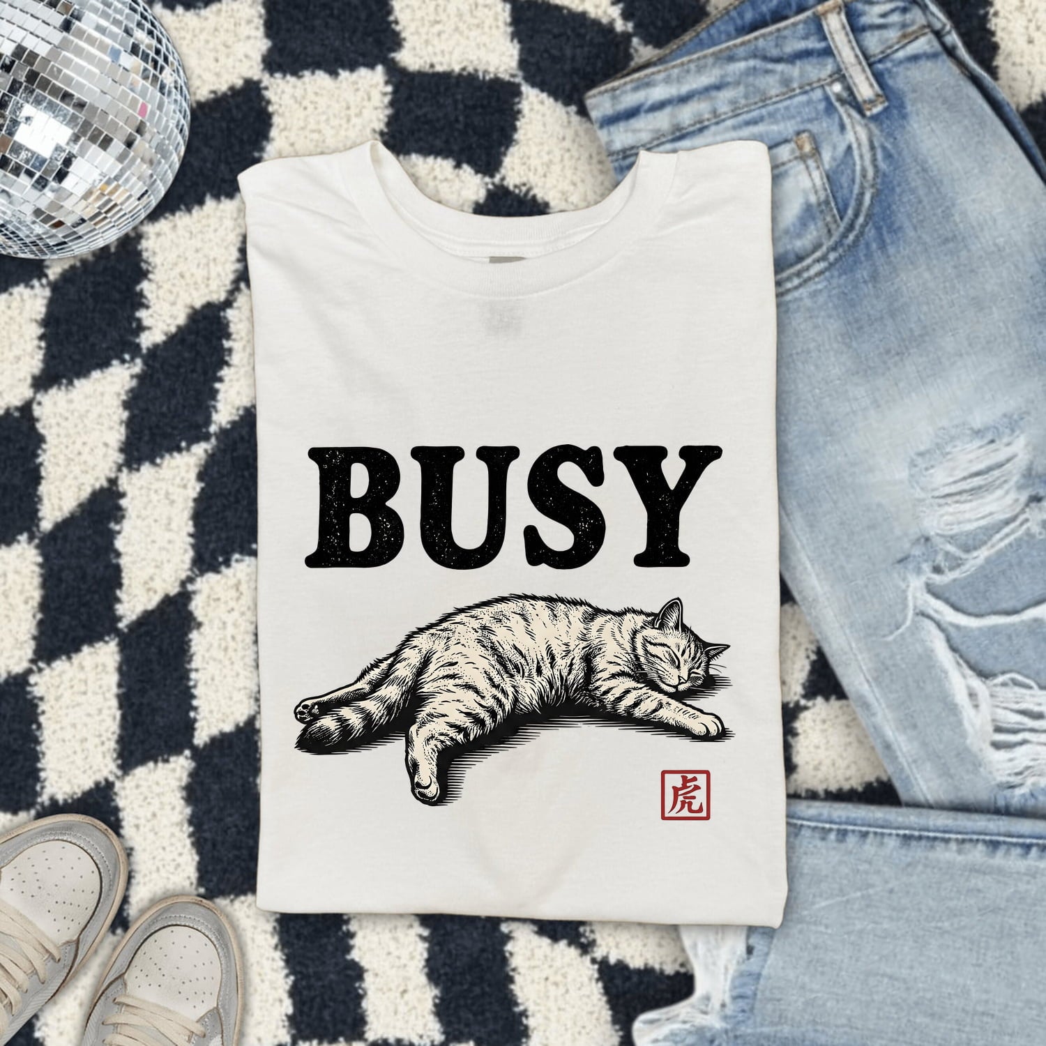 Dozing Cat Shirt Cat Comedy Gift Women Old School Tee Kitten T-Shirt Cat Fan Feline Tshirt Humor Graphic Cartoon Red Seal Tshirt