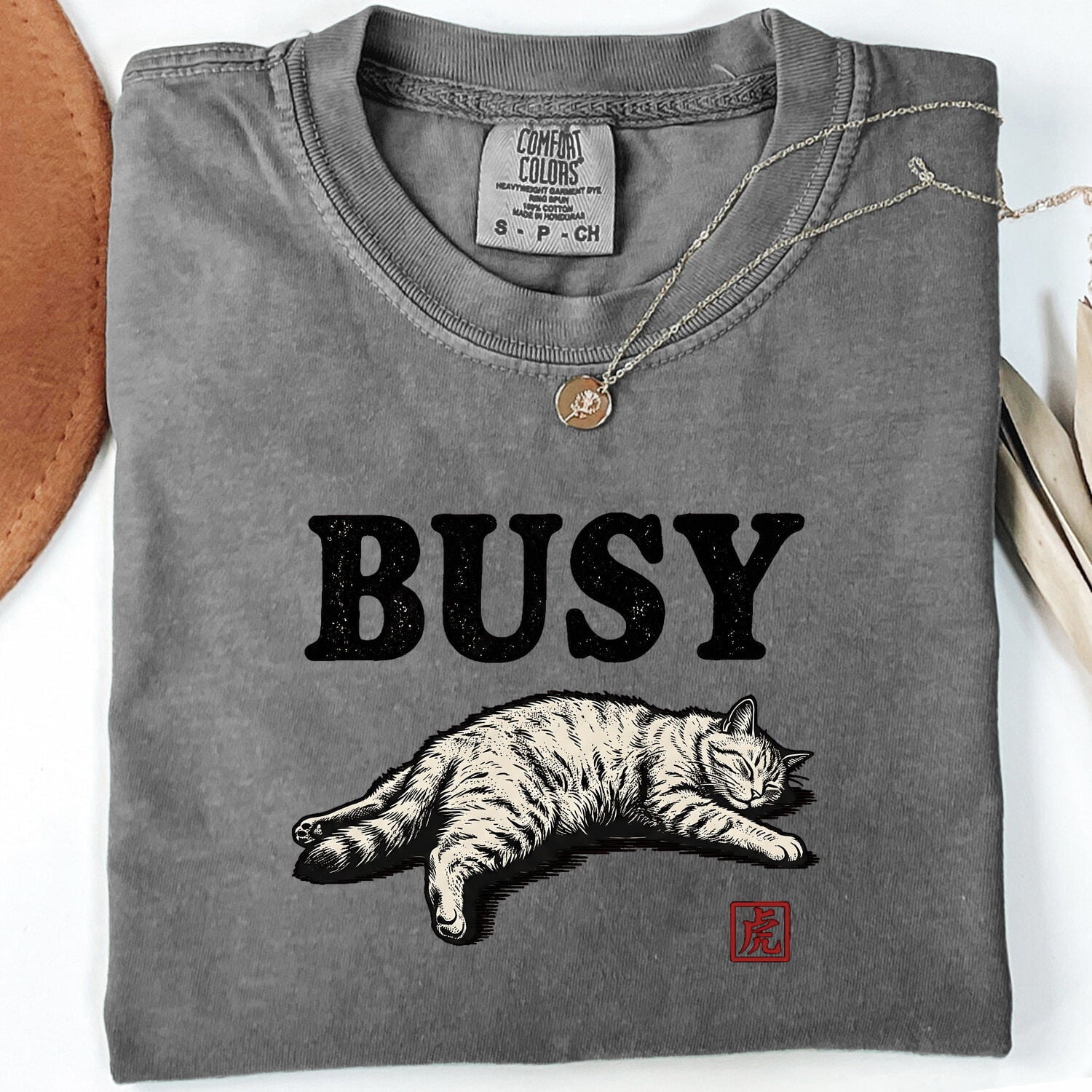 Dozing Cat Shirt Cat Comedy Gift Women Old School Tee Kitten T-Shirt Cat Fan Feline Tshirt Humor Graphic Cartoon Red Seal Tshirt