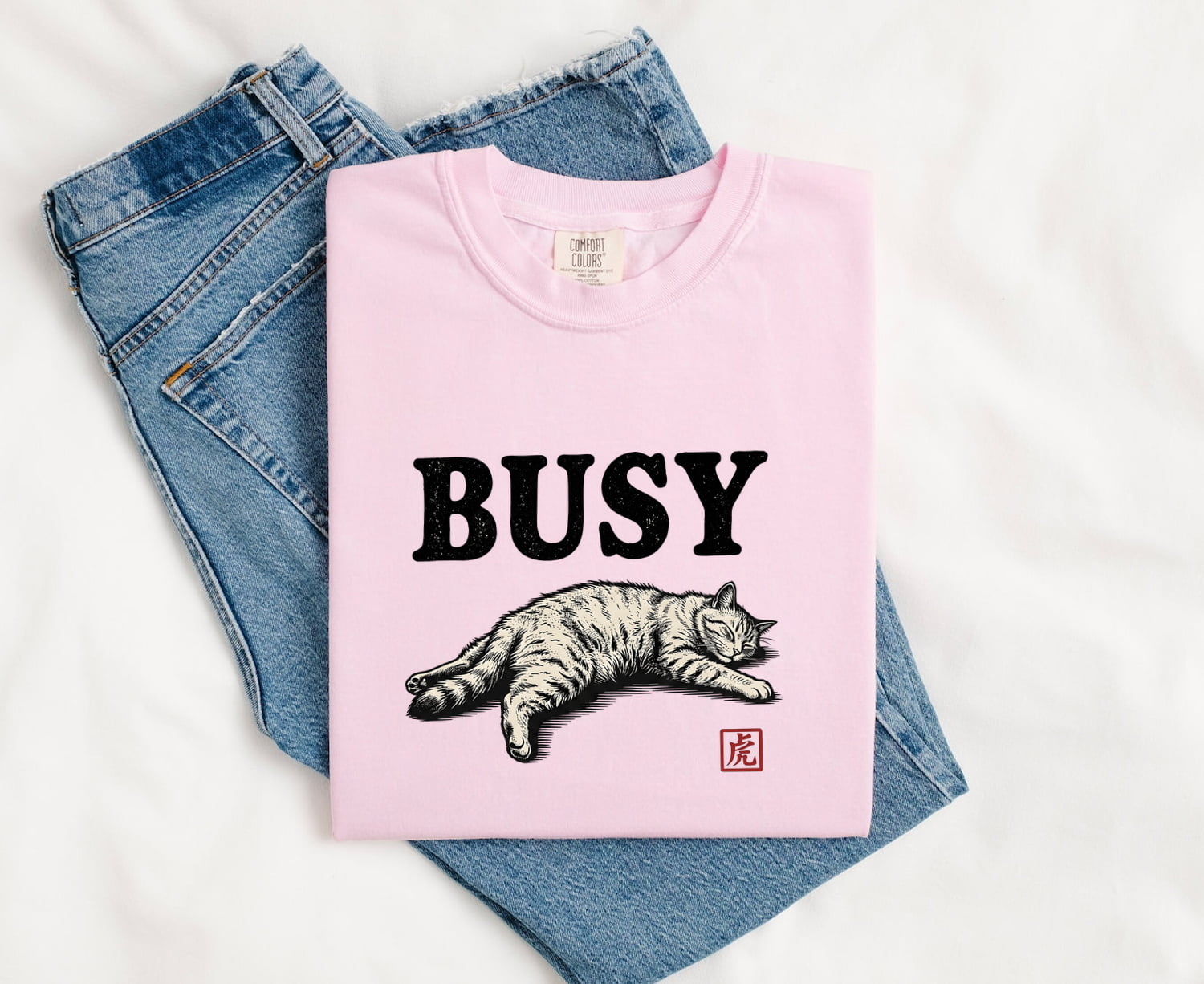 Dozing Cat Shirt Cat Comedy Gift Women Old School Tee Kitten T-Shirt Cat Fan Feline Tshirt Humor Graphic Cartoon Red Seal Tshirt
