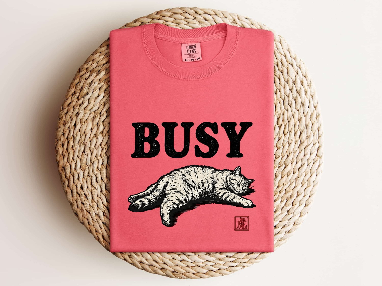 Dozing Cat Shirt Cat Comedy Gift Women Old School Tee Kitten T-Shirt Cat Fan Feline Tshirt Humor Graphic Cartoon Red Seal Tshirt