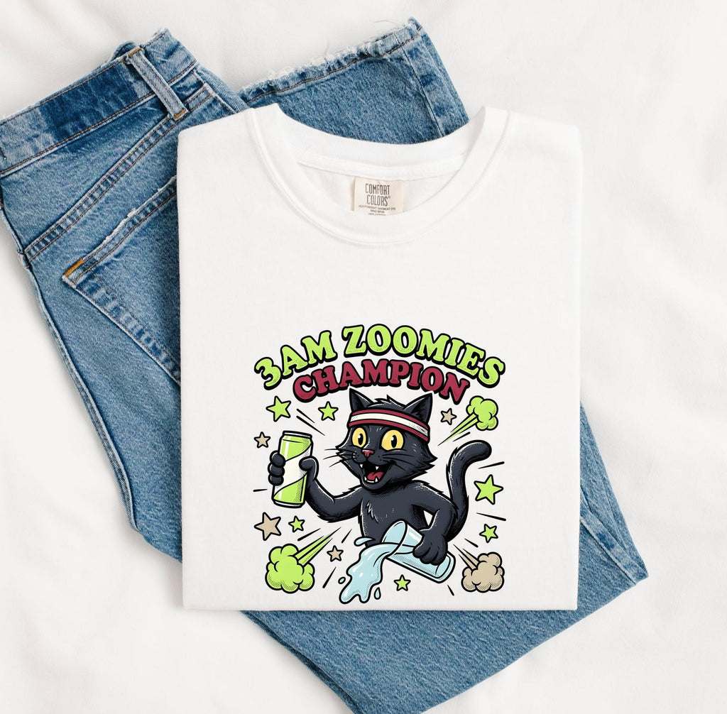Black Cat Shirt Cat Jokes Gift Women Comic Tee Kitty T-Shirt Cat Fan Cartoon Tshirt Humor Graphic Vintage Energy Drink Tshirt