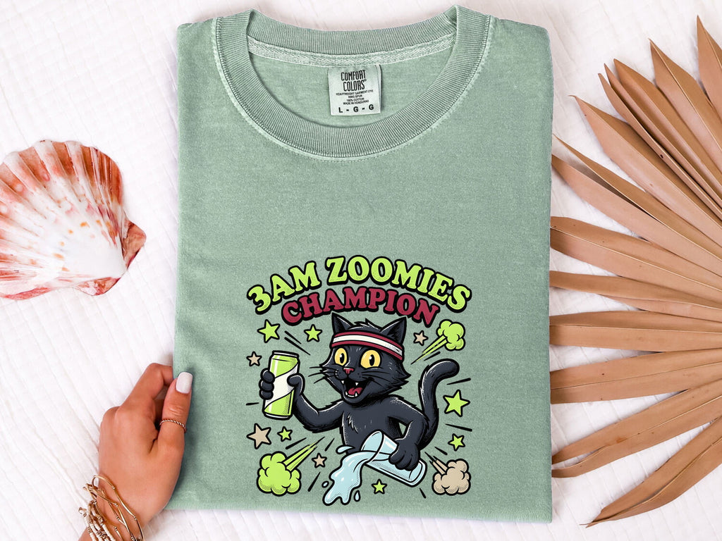 Black Cat Shirt Cat Jokes Gift Women Comic Tee Kitty T-Shirt Cat Fan Cartoon Tshirt Humor Graphic Vintage Energy Drink Tshirt