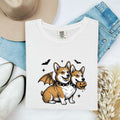 Corgi Pet Shirt Halloween Animal Gift Women Line Art Tee Dog T-Shirt Horror Fan Illustration Graphic Tshirt Cartoon Gourd Tshirt