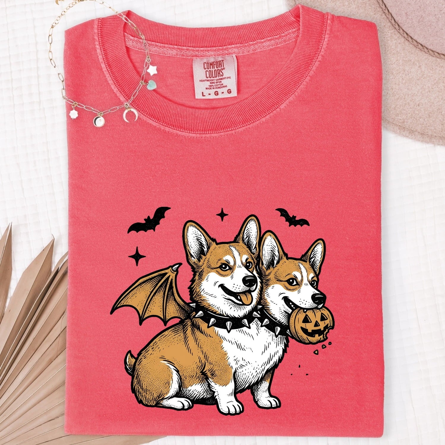 Corgi Pet Shirt Halloween Animal Gift Women Line Art Tee Dog T-Shirt Horror Fan Illustration Graphic Tshirt Cartoon Gourd Tshirt