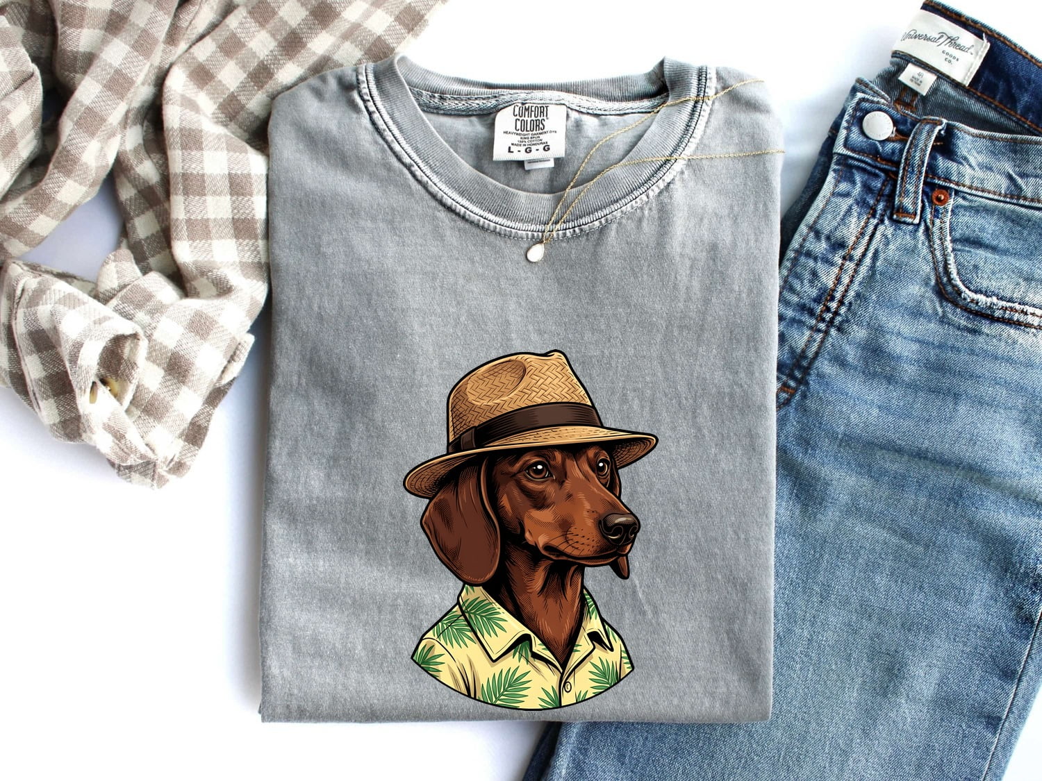Dachshund Pet Shirt Dog Travel Gift Women Vector Tee Wiener Dog T-Shirt Dog Fan Digital Graphic Travel Illustration Hand Drawn Beach Hat