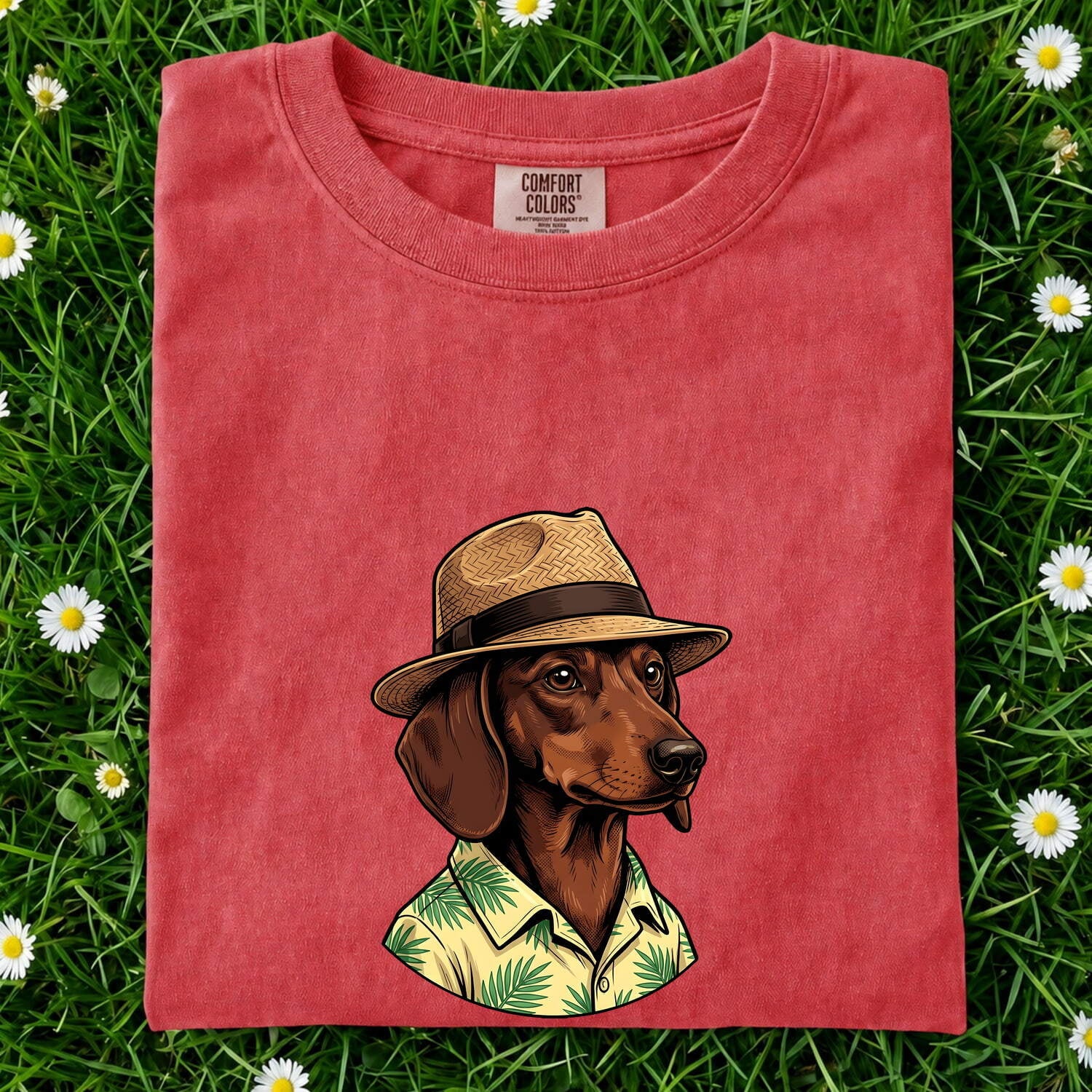 Dachshund Pet Shirt Dog Travel Gift Women Vector Tee Wiener Dog T-Shirt Dog Fan Digital Graphic Travel Illustration Hand Drawn Beach Hat
