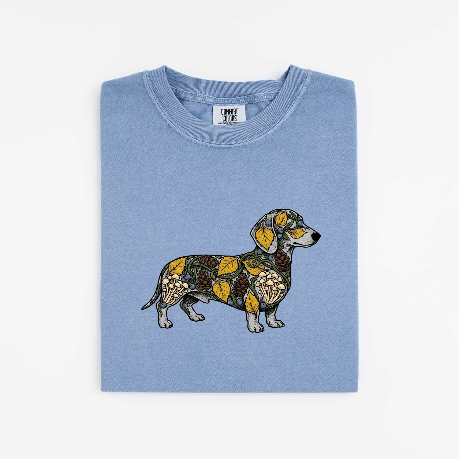 Dachshund Pet Shirt Dog Outdoors Gift Women Leaf Art Tee Wiener Dog T-Shirt Dog Fan Nature Graphic Tshirt Line Art Greenery Tshirt