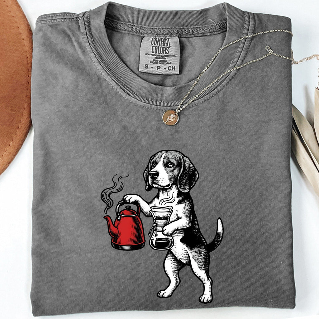 Beagle Pet Shirt Dog Latte Gift Women Classic Tee Hound T-Shirt Dog Fan Puppy Tshirt Coffee Graphic Line Art Coffee Cup Tshirt