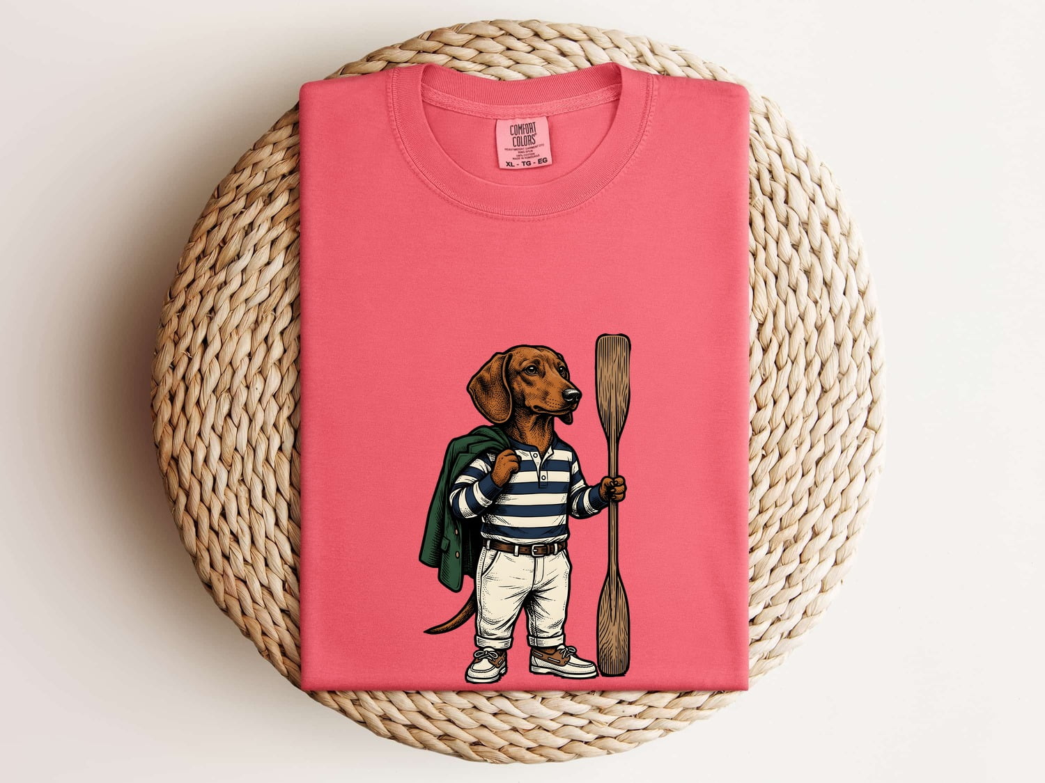 Dachshund Pet Shirt Dog Hiking Gift Women Distressed Tee Wiener Dog T-Shirt Dog Fan Vintage Tshirt Trekking Graphic Ink Drawing Canoe Paddle