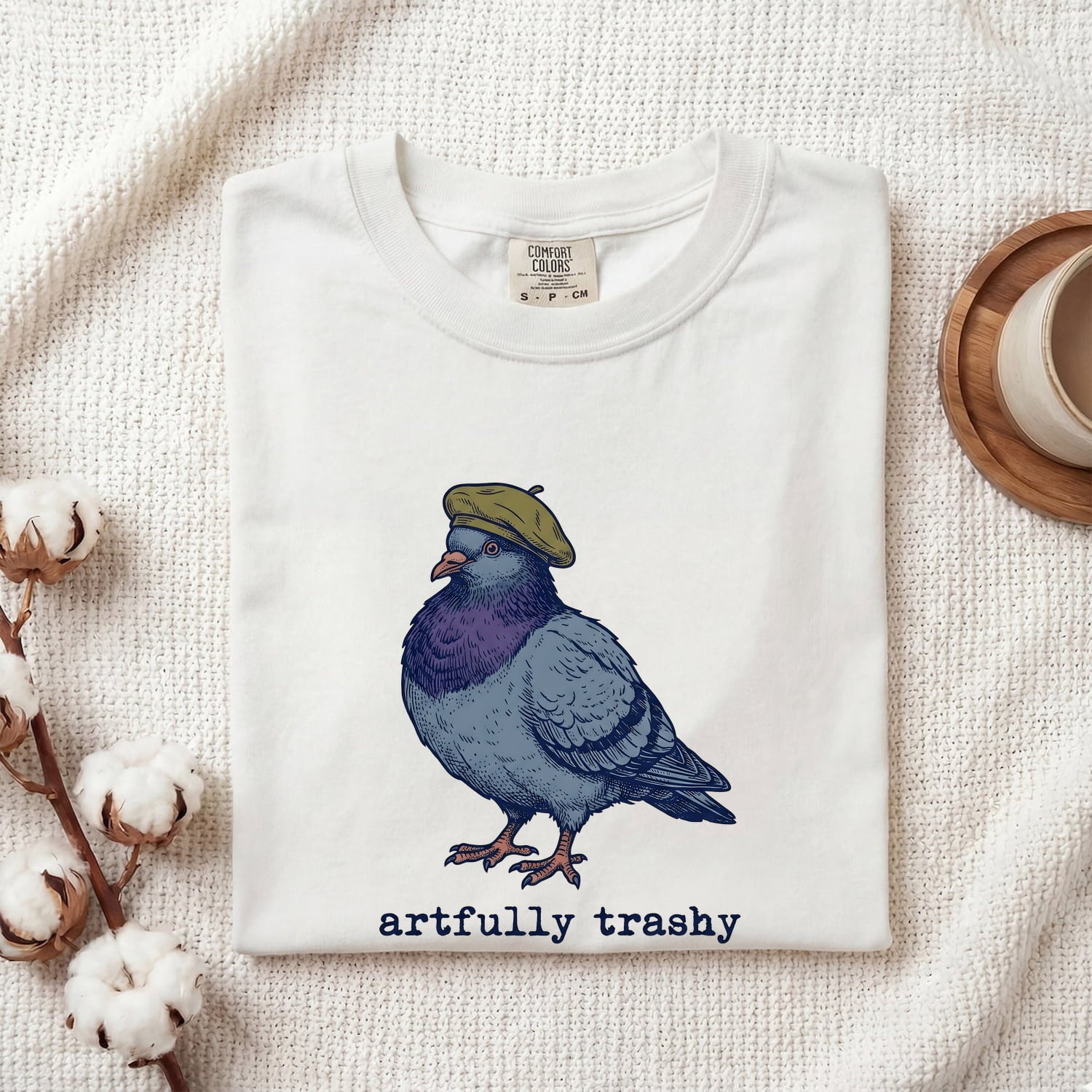 Dove Beret Shirt Cute Pet Gift Women Sketch Tee Beret T-Shirt Adorable Fan Drawing Graphic Retro Cap Tshirt