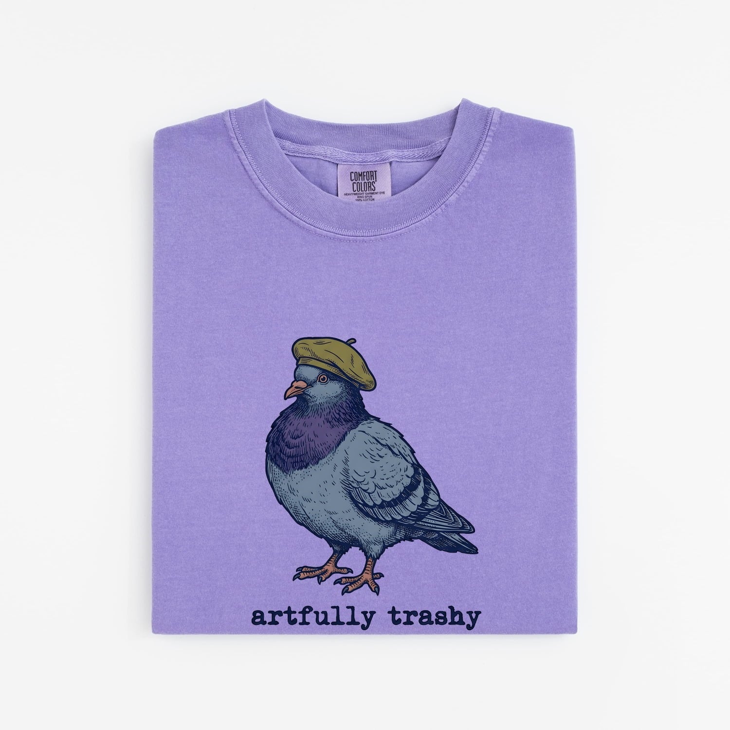 Dove Beret Shirt Cute Pet Gift Women Sketch Tee Beret T-Shirt Adorable Fan Drawing Graphic Retro Cap Tshirt