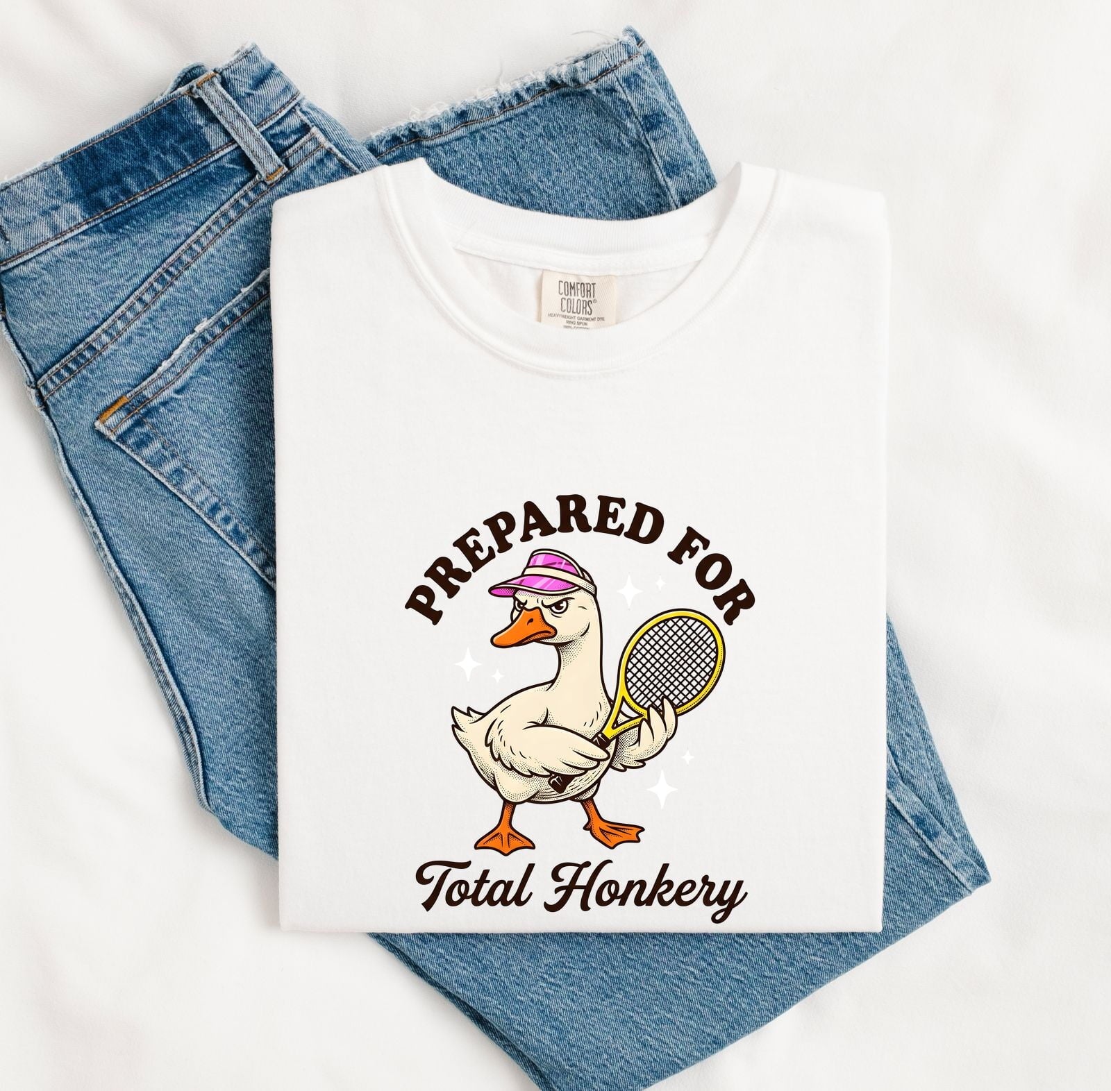 Duck Tennis Shirt Cute Pets Gift Women Caricature Tee Duck Sport T-Shirt Adorable Fan Cartoon Tshirt Animal Graphic Old School Twinkles