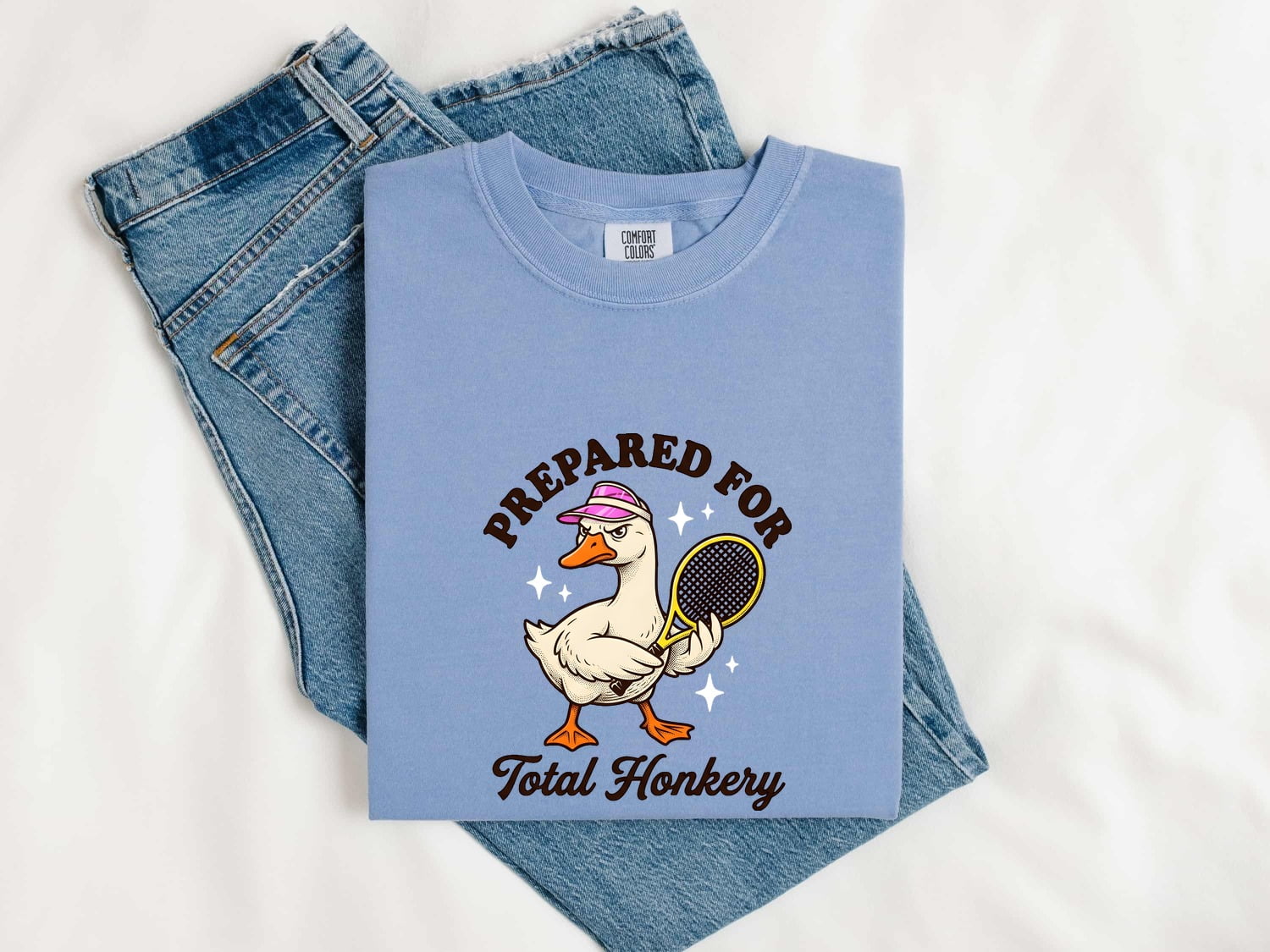Duck Tennis Shirt Cute Pets Gift Women Caricature Tee Duck Sport T-Shirt Adorable Fan Cartoon Tshirt Animal Graphic Old School Twinkles