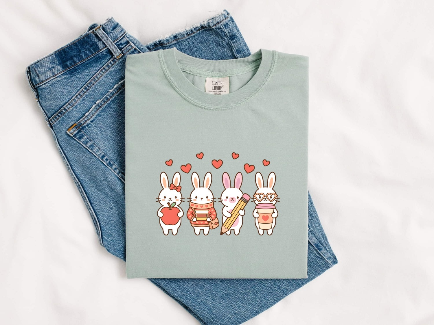 Rabbit Pack Shirt Teacher Pets Gift Women Cute Tee Bunny T-Shirt Educator Enthusiast Adorable Tshirt Animal Graphic Comic Love Symbols