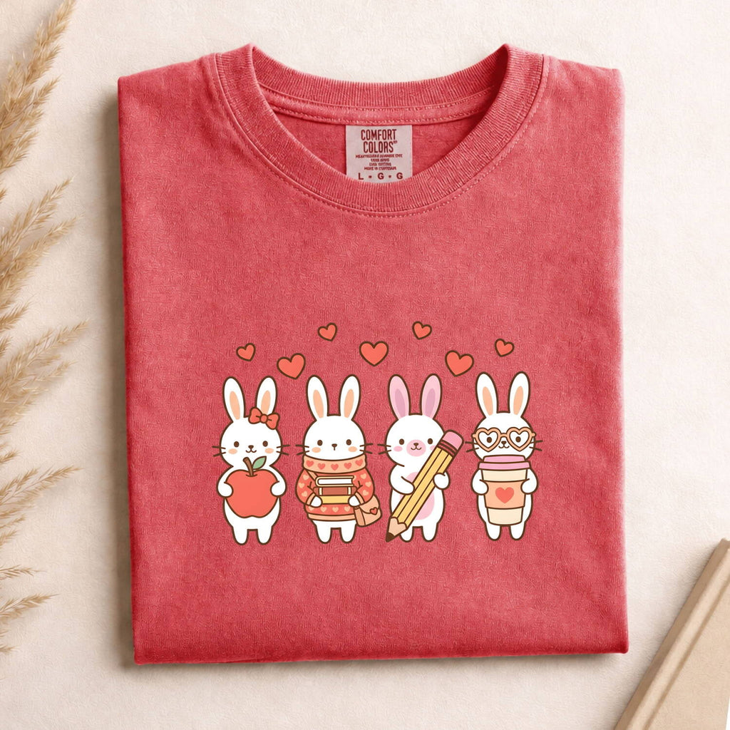 Rabbit Pack Shirt Teacher Pets Gift Women Cute Tee Bunny T-Shirt Educator Enthusiast Adorable Tshirt Animal Graphic Comic Love Symbols