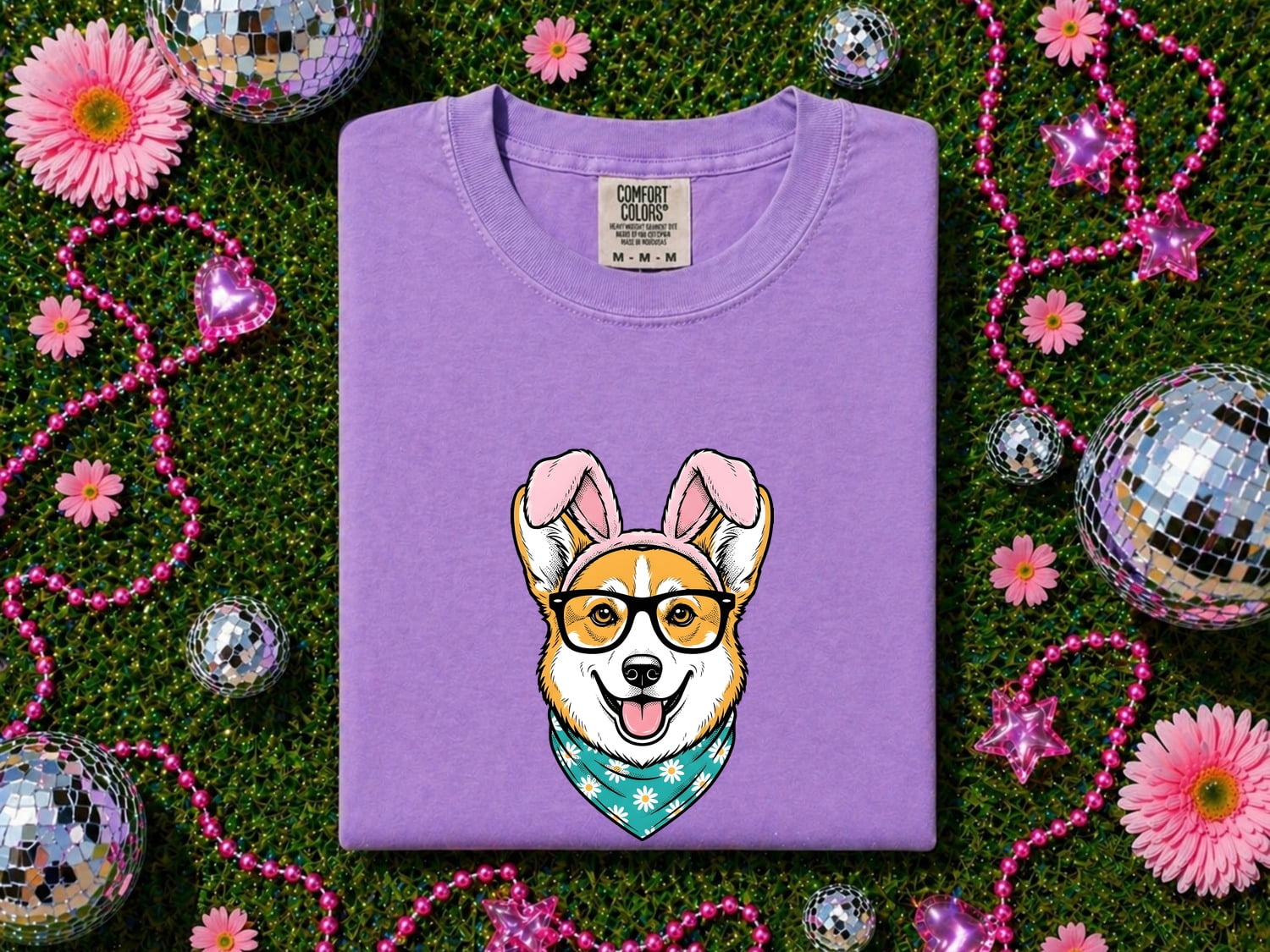 Corgi Puppy Shirt Easter Pet Gift Women Comic Tee Puppy T-Shirt Easter Fan Corgi Tshirt Animal Graphic Sketch Rabbit Ears Tshirt