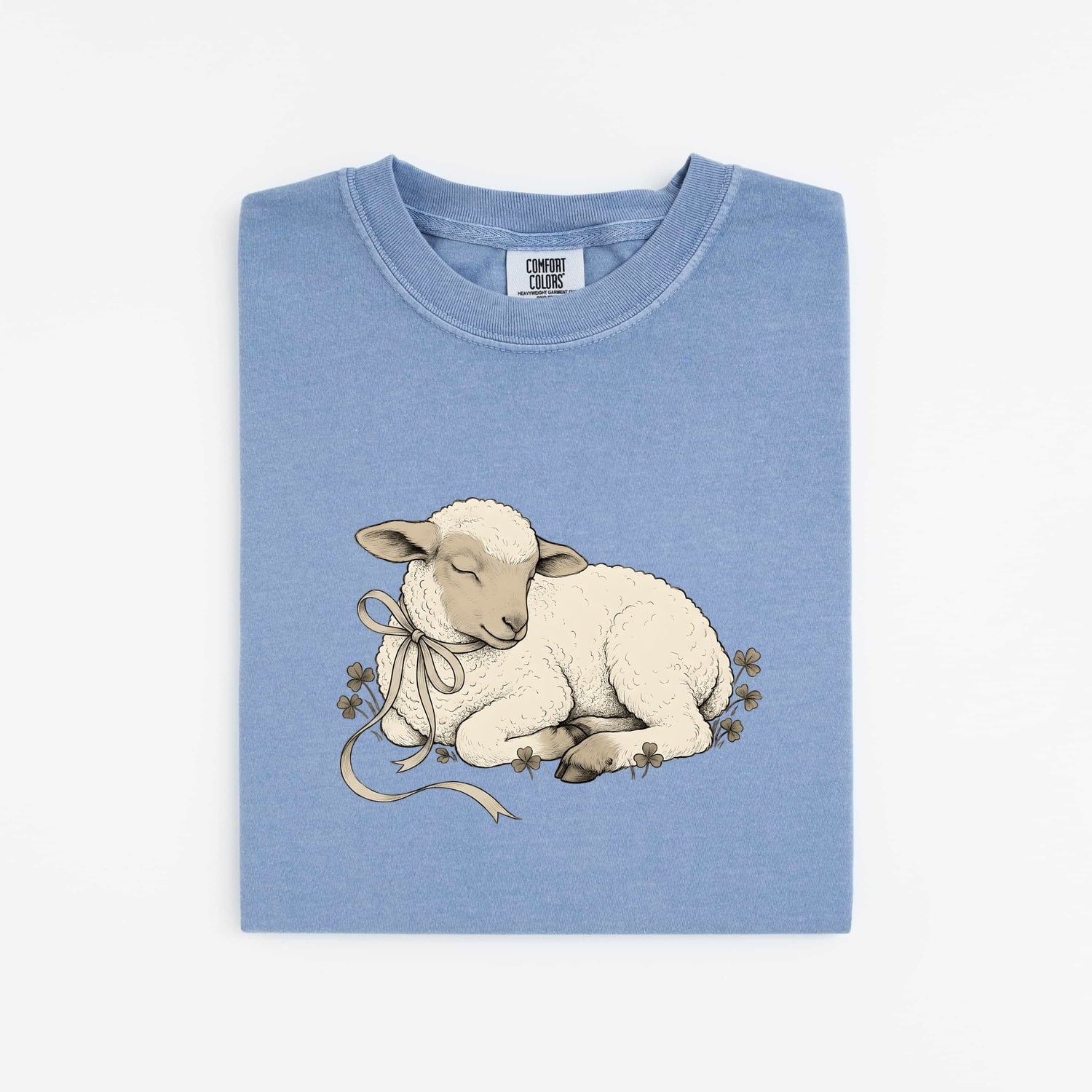 Newborn Lamb Shirt Easter Pet Gift Women Sketch Tee Lamb T-Shirt Easter Fan Sheep Tshirt Animal Graphic Retro Shamrock Tshirt