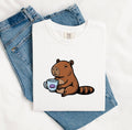 Capybara Drinkware Shirt Coffee Pet Gift Women Doodle Tee Mug T-Shirt Coffee Fan Animal Graphic Cat Illustration Outline Water Lily Tshirt