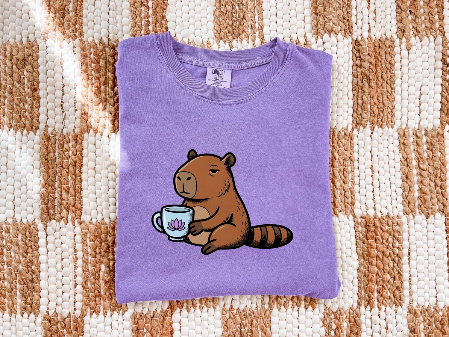 Capybara Drinkware Shirt Coffee Pet Gift Women Doodle Tee Mug T-Shirt Coffee Fan Animal Graphic Cat Illustration Outline Water Lily Tshirt