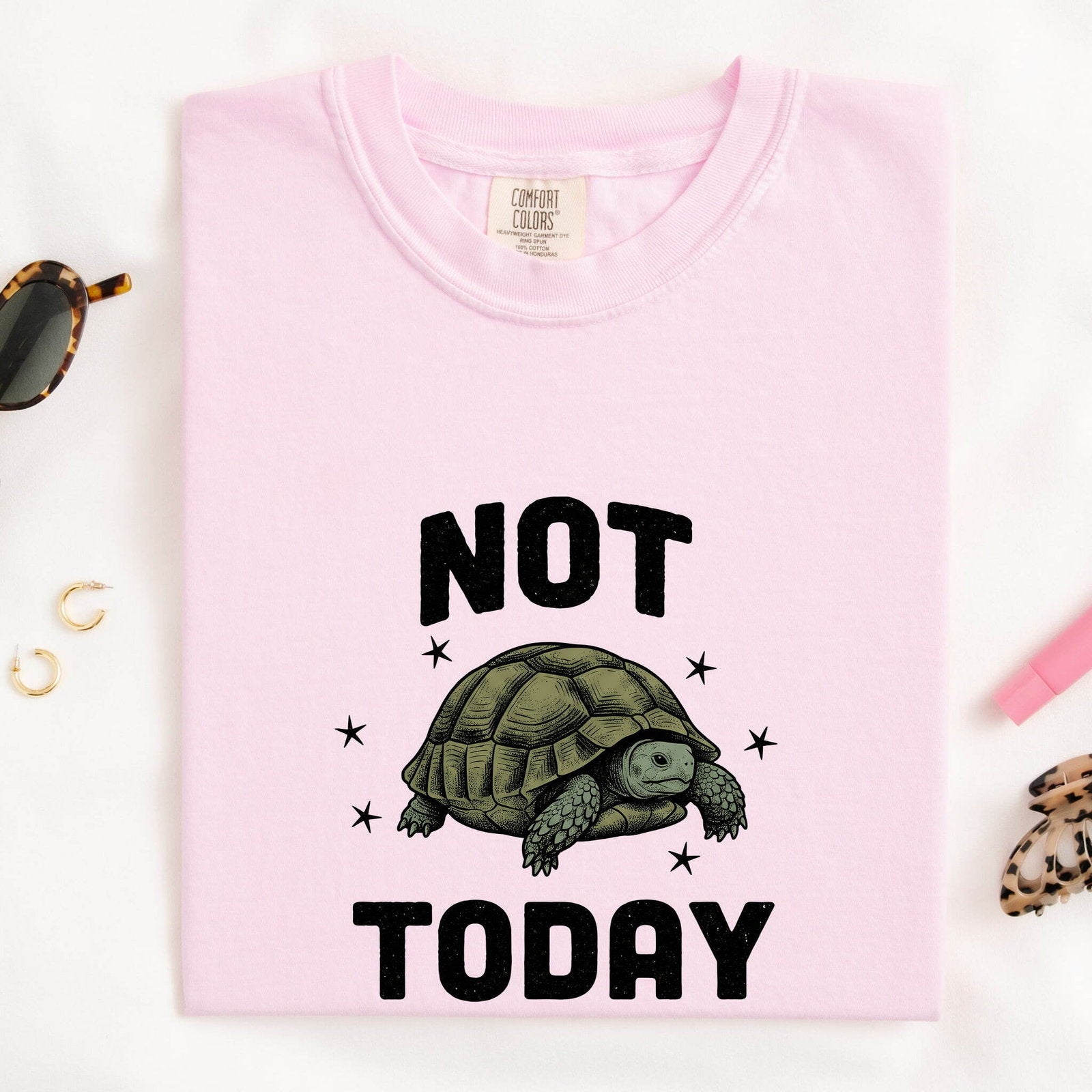 Tortoise Illustration Shirt Cute Pets Gift Women Hand Drawn Tee Turtle T-Shirt Adorable Fan Illustrated Tshirt Animal Graphic Cartoon Star