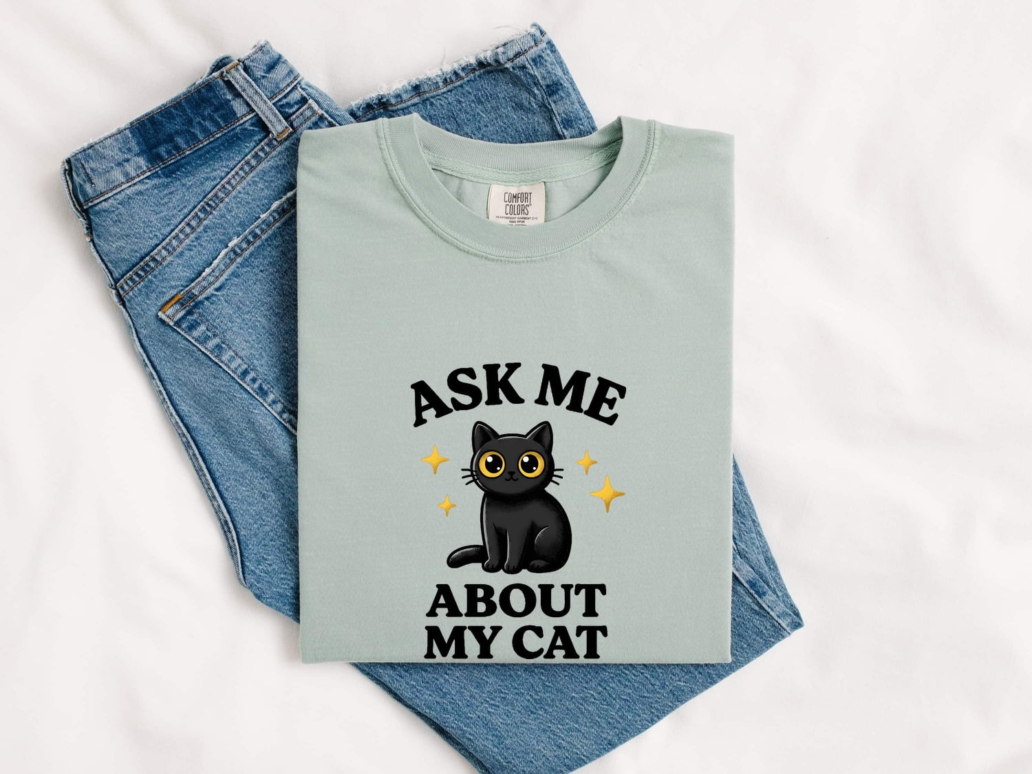 Black Cat Shirt Cat Pet Gift Women Cute Tee Kitty T-Shirt Cat Fan Feline Tshirt Animal Graphic Kawaii Sparkles Tshirt