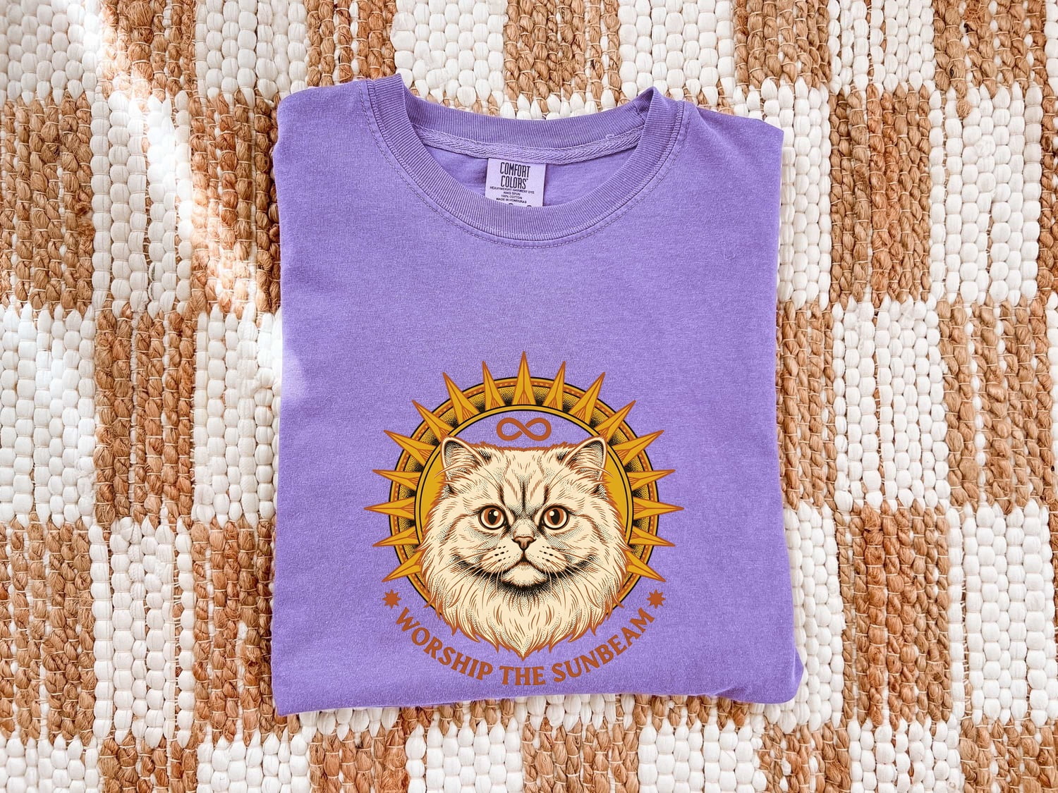 Persian Cat Shirt Cat Pet Gift Women Vintage Tee Cat T-Shirt Cat Fan Feline Tshirt Animal Graphic Hand Drawn Sun Rays Tshirt
