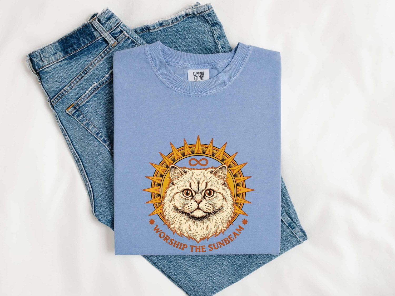 Persian Cat Shirt Cat Pet Gift Women Vintage Tee Cat T-Shirt Cat Fan Feline Tshirt Animal Graphic Hand Drawn Sun Rays Tshirt