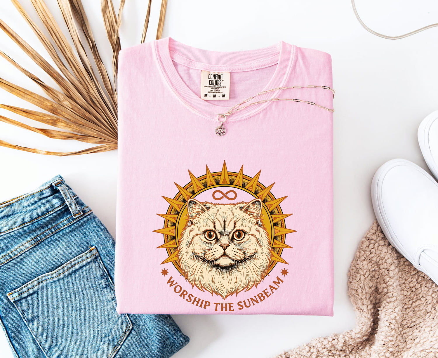 Persian Cat Shirt Cat Pet Gift Women Vintage Tee Cat T-Shirt Cat Fan Feline Tshirt Animal Graphic Hand Drawn Sun Rays Tshirt