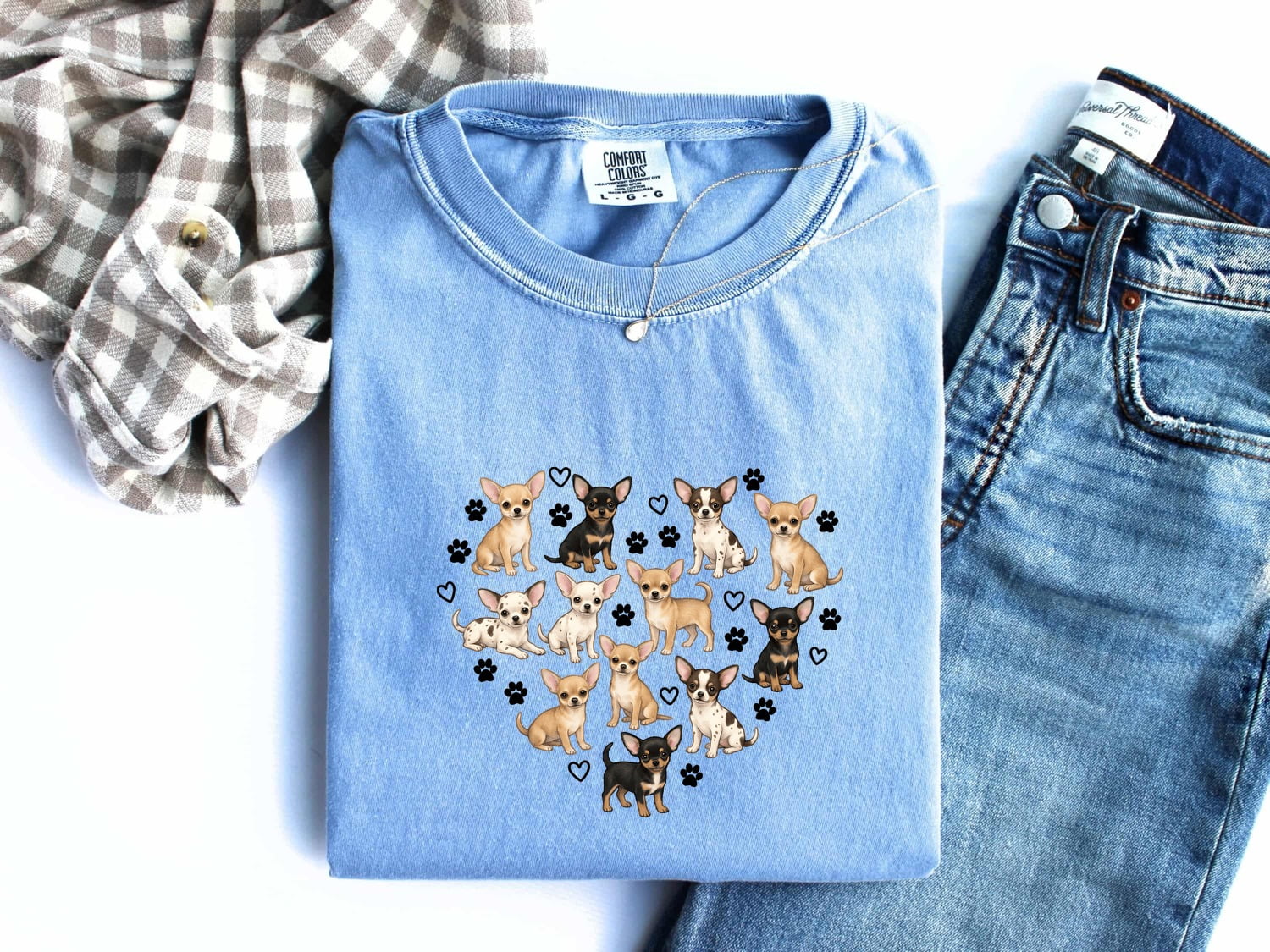Chihuahua Puppies Shirt Dog Pet Gift Women Paint Tee Puppy T-Shirt Dog Fan Canine Tshirt Pet Graphic Sketch Dog Paws Tshirt