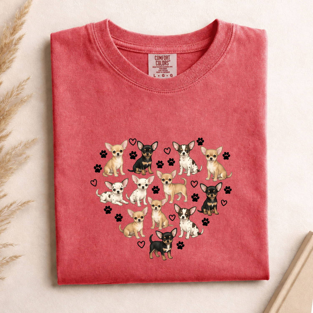 Chihuahua Puppies Shirt Dog Pet Gift Women Paint Tee Puppy T-Shirt Dog Fan Canine Tshirt Pet Graphic Sketch Dog Paws Tshirt