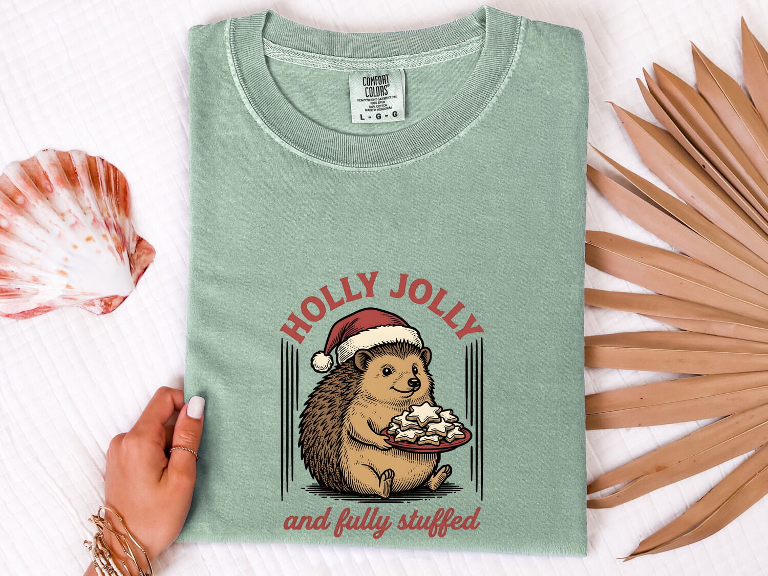 Hedgehog Christmas Hat Shirt Christmas Pet Gift Women Retro Tee Porcupine T-Shirt Xmas Fan Vintage Tshirt Animal Graphic Sketch Biscuits