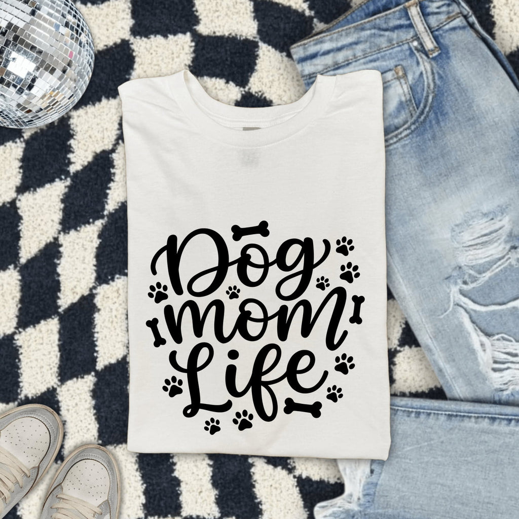 Dog Mom Shirt Dog Mom Pet Gift Women Cartoon Tee Dog Mama T-Shirt Dog Mom Fan Puppy Tshirt Animal Graphic Contemporary Paw Marks Tshirt