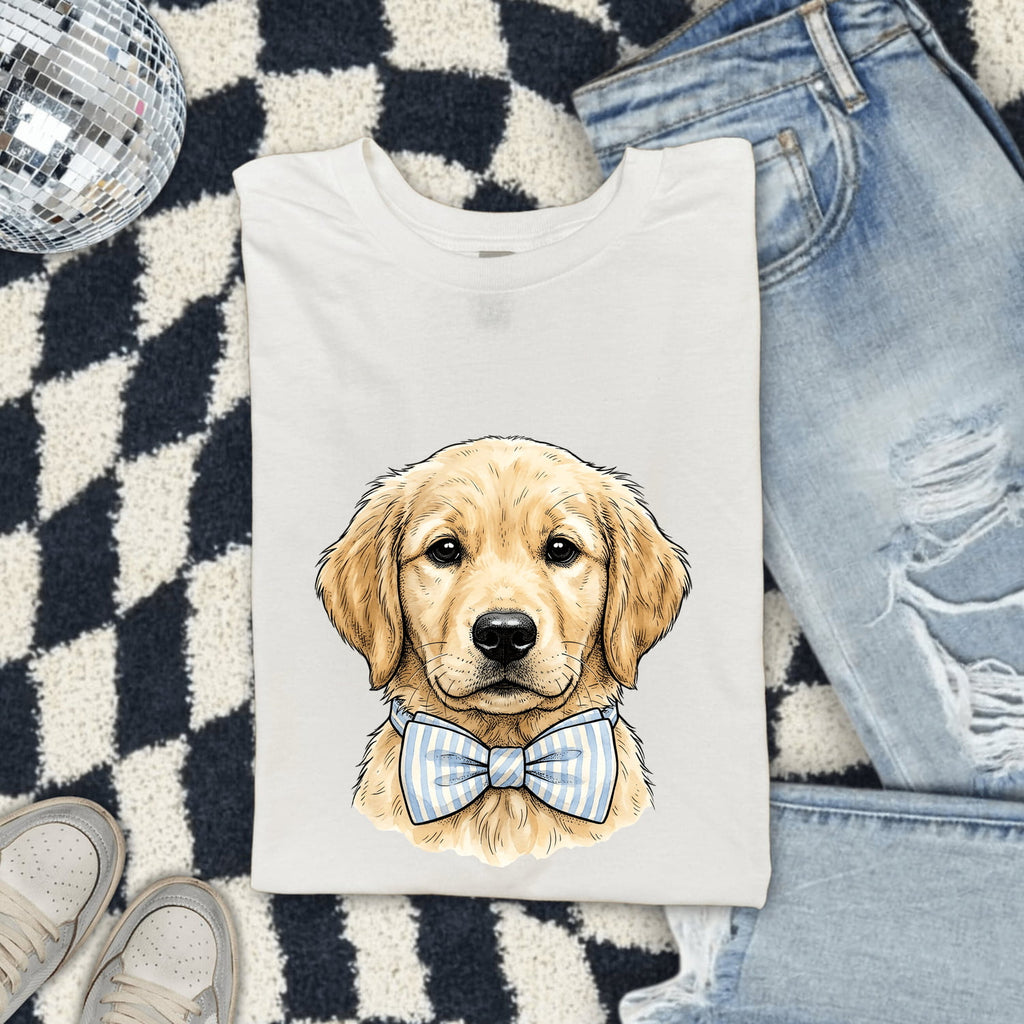 Golden Retriever Dog Shirt Easter Pet Gift Women Sketch Tee Retriever T-Shirt Easter Fan Puppy Tshirt Drawing Retro Necktie Tshirt