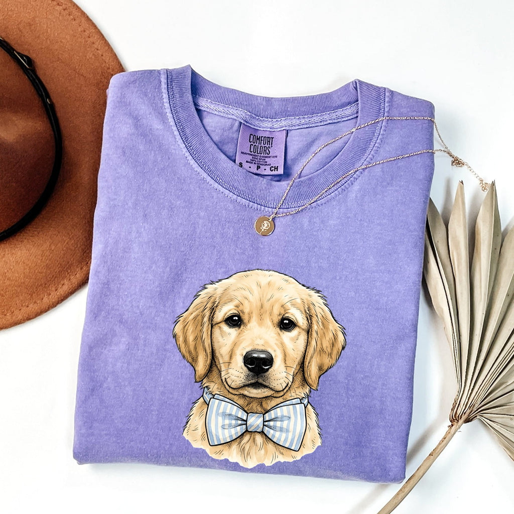 Golden Retriever Dog Shirt Easter Pet Gift Women Sketch Tee Retriever T-Shirt Easter Fan Puppy Tshirt Drawing Retro Necktie Tshirt